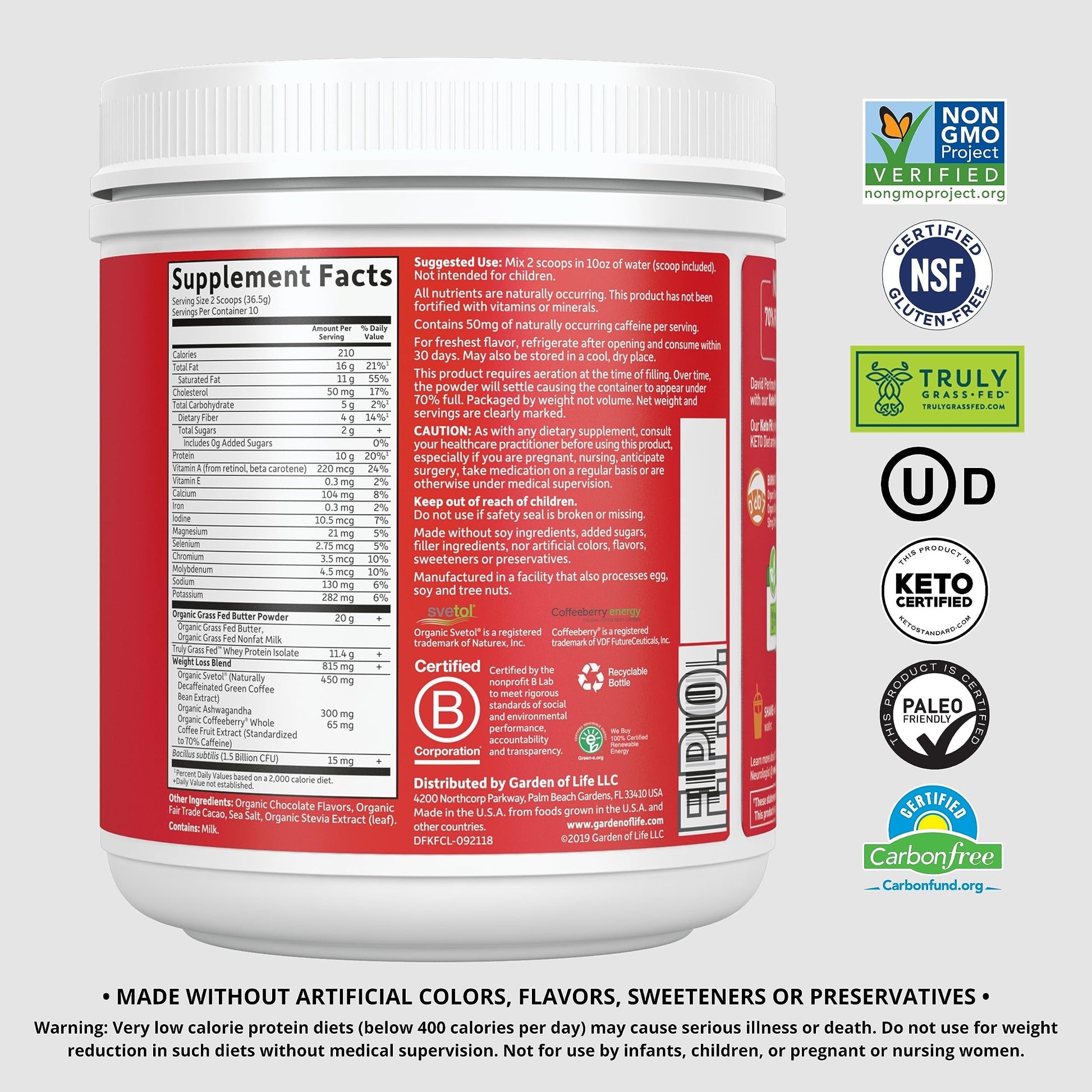 Garden of Life Dr. Formulated Keto Fit Weight Loss Shake - Chocolate Powder, 10 Servings Garden of Life uk supplements