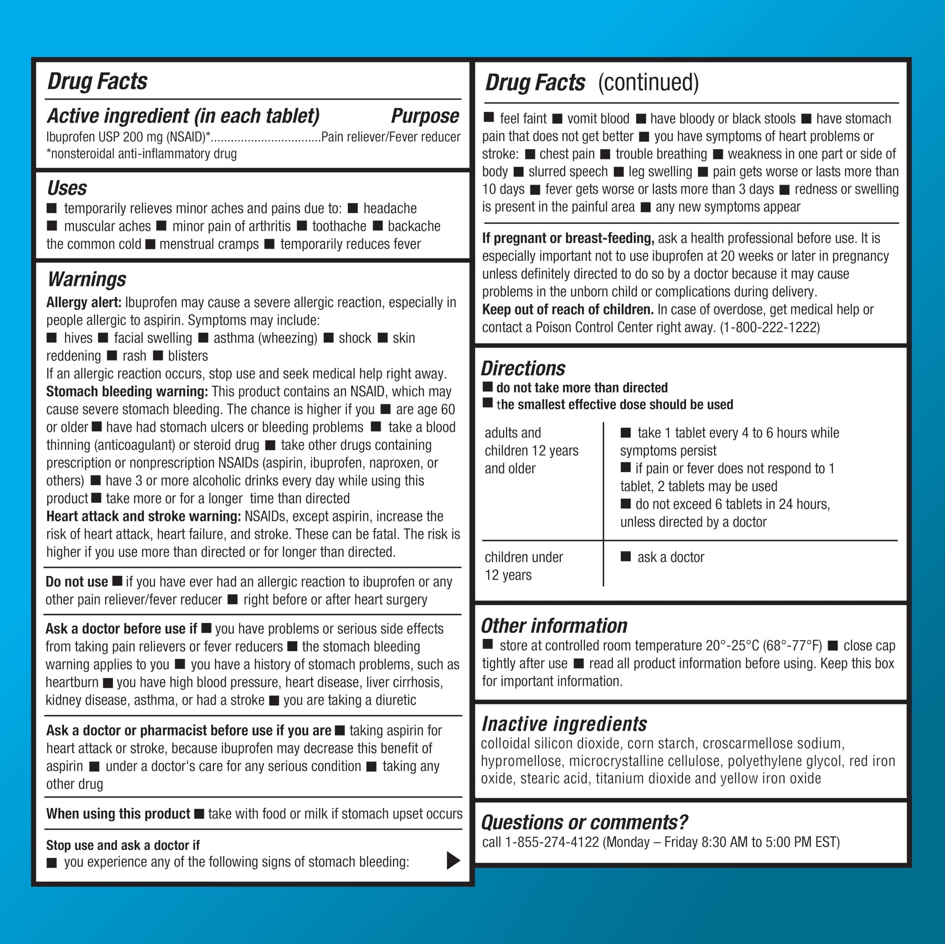Amazon Basic Care Ibuprofen Tablets, Fever Reducer and Pain Relief from Body Aches, Headache, Arthritis Pain and More, 1000 Count Amazon Basic Care uk supplements