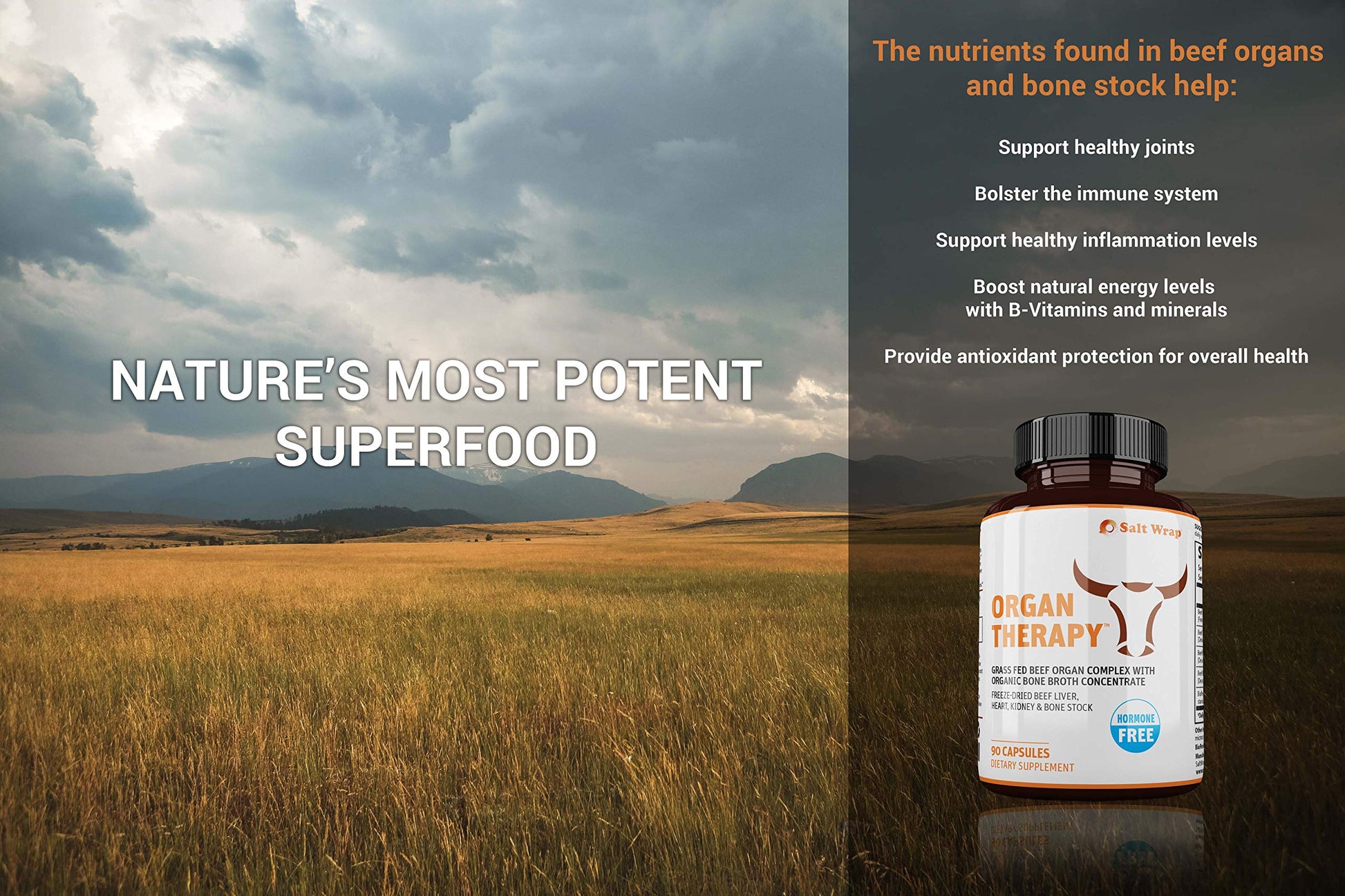SaltWrap Organ Therapy - Grass Fed Beef Organ Meat Complex Supplement with Organic SaltWrap uk supplements