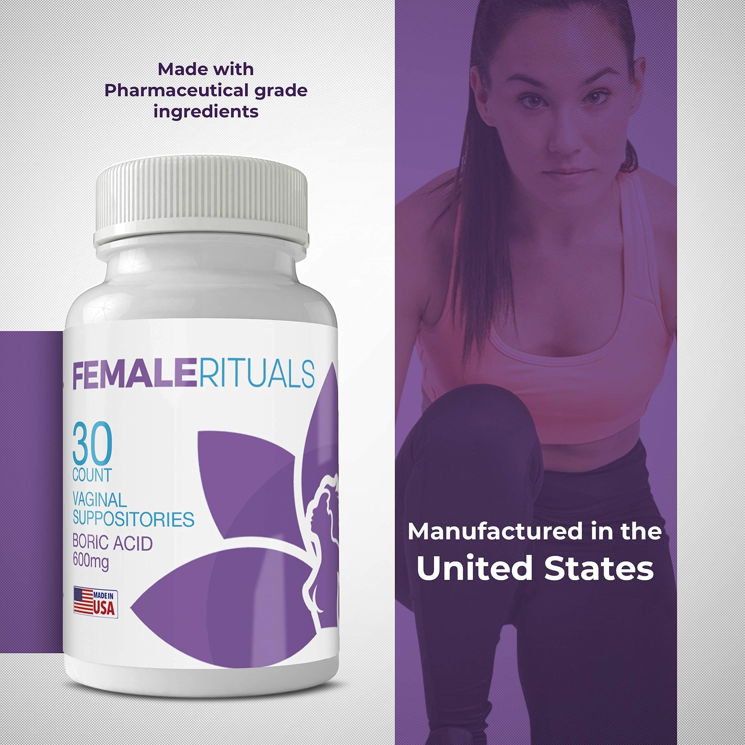 FEMALE RITUALS - Vaginal Moisturizer Boric Acid Suppositories for PH Balance - Bad Odors FEMALE RITUALS uk supplements