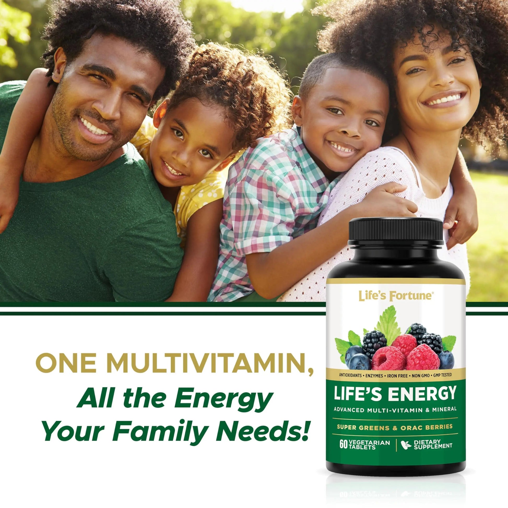 Life's Energy Advanced Daily Multivitamin for Men & Women, Energy and Immune Support Supplement with Super Greens, Antioxidants, Enzymes Life's Fortune uk supplements