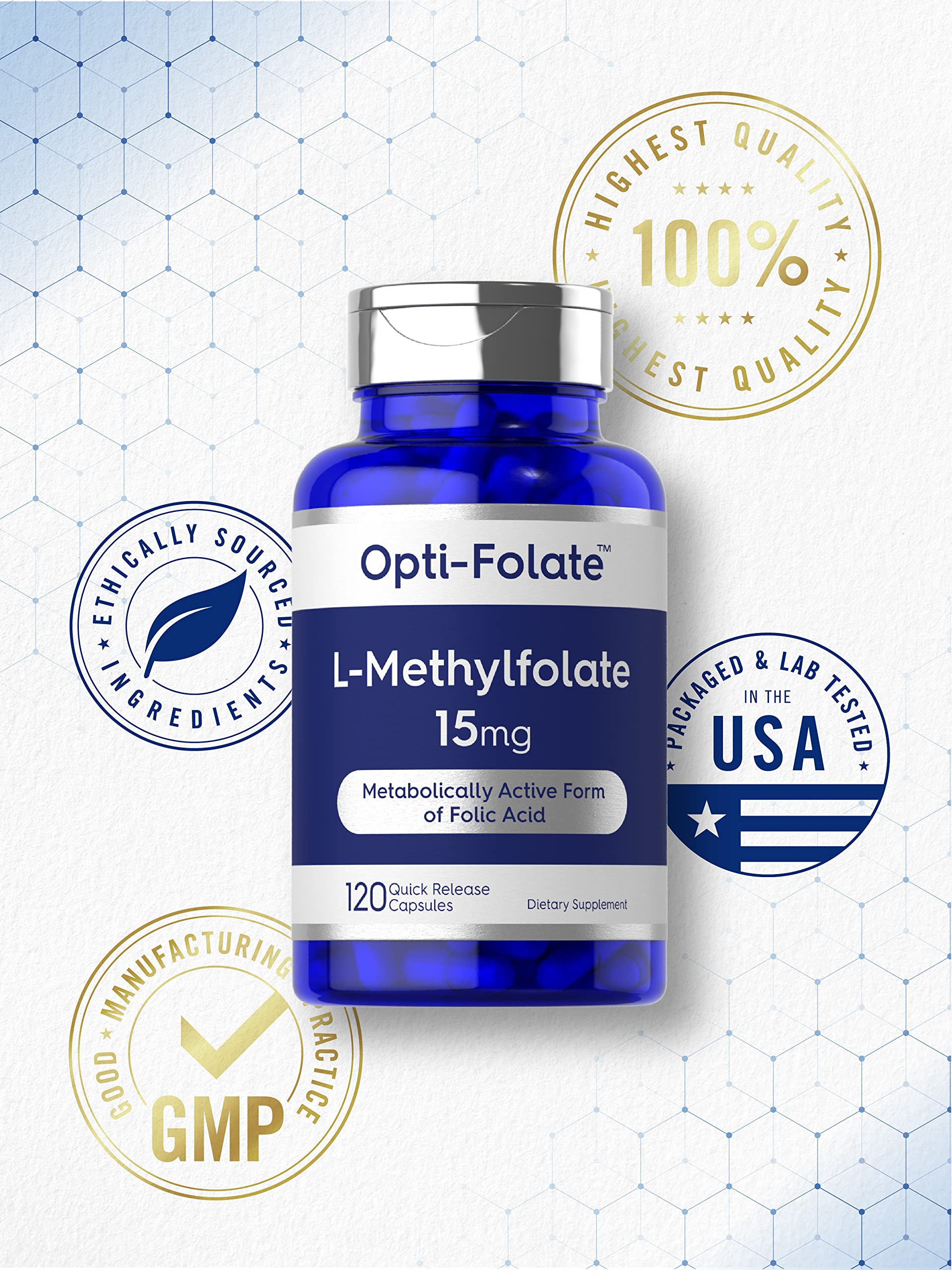 Carlyle L Methylfolate 15mg | 120 Capsules | Value Size | Max Potency | Optimized Carlyle uk supplements
