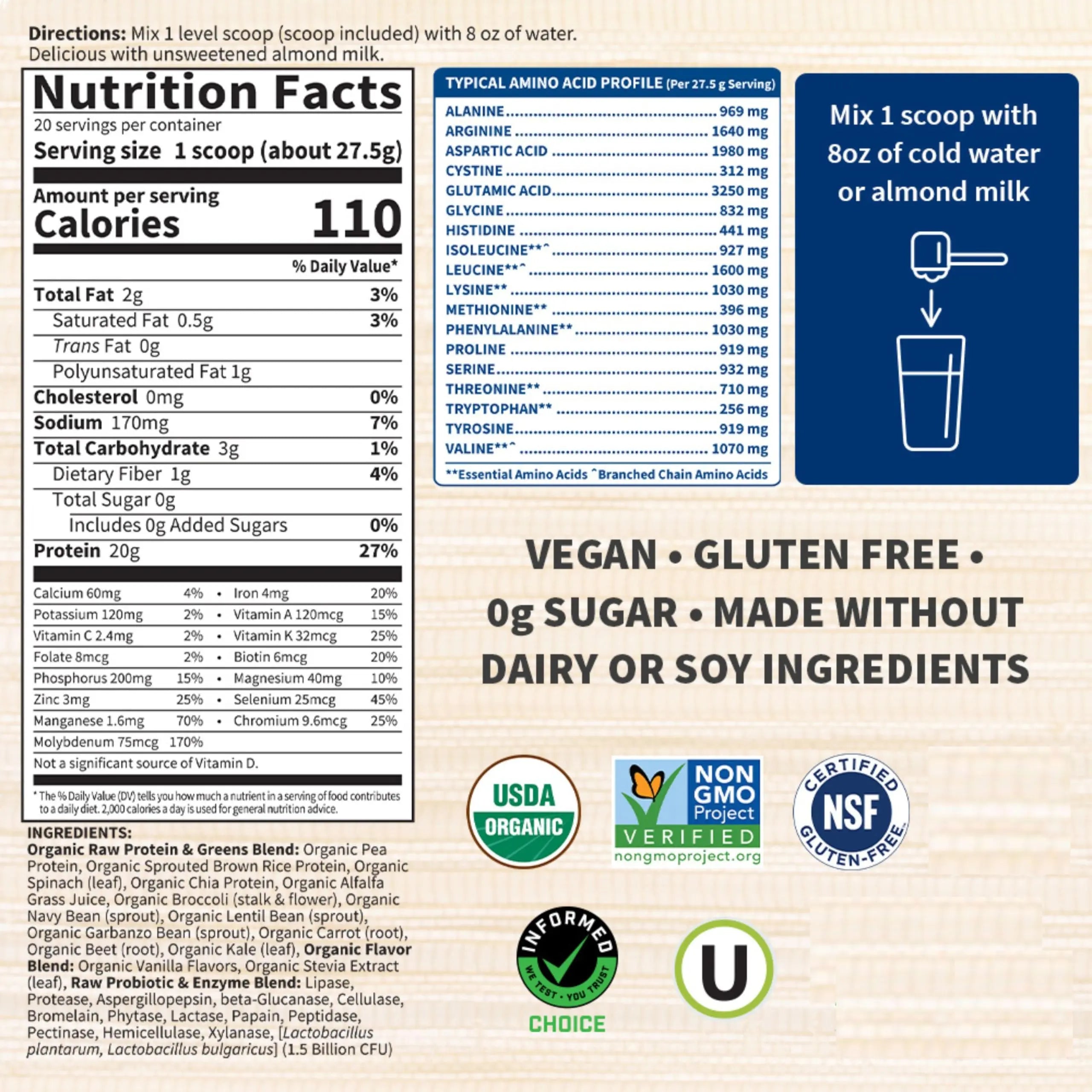 Garden of Life Raw Protein & Greens Vanilla Protein Powder – 20g Plant Based Greens Powder, Probiotics & Enzymes, Post-Workout Recovery, Vegan, Gluten-Free, Non-GMO, 20 Servings Garden of Life uk supplements
