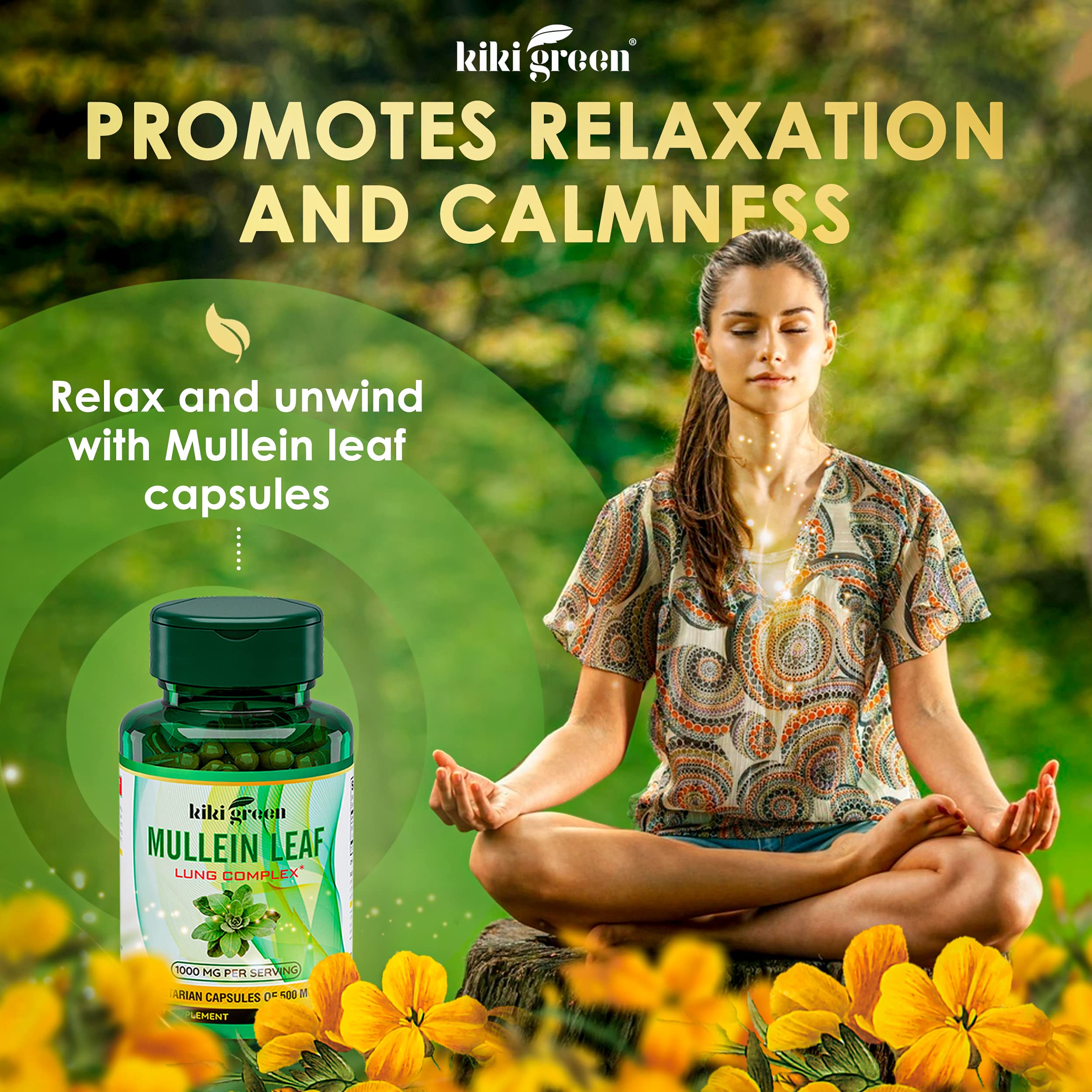 KIKI Green Mullein Leaf Extract Capsules - Herbal Respiratory Supplement - for Lung Cleans KIKI Green uk supplements