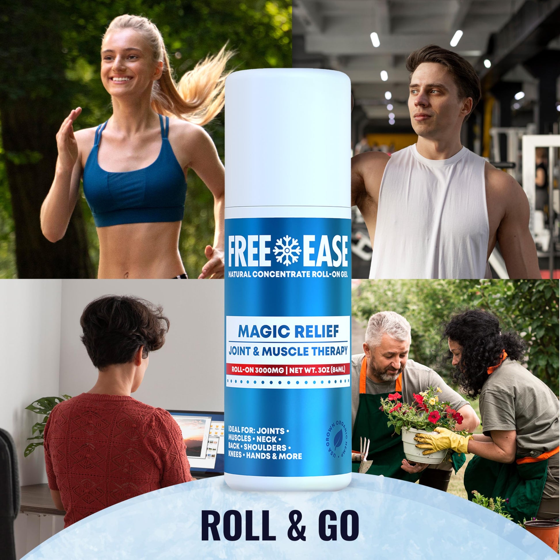 Free-Ease Magic Relief Roller – Nerve Joint and Muscle Pain Relief Roll On – Fast Cooling Therapy for Back, Neck, Shoulder, Knee Pain - Supports Joint Flexibility and Overall Mobility - Made in USA FREE EASE uk supplements