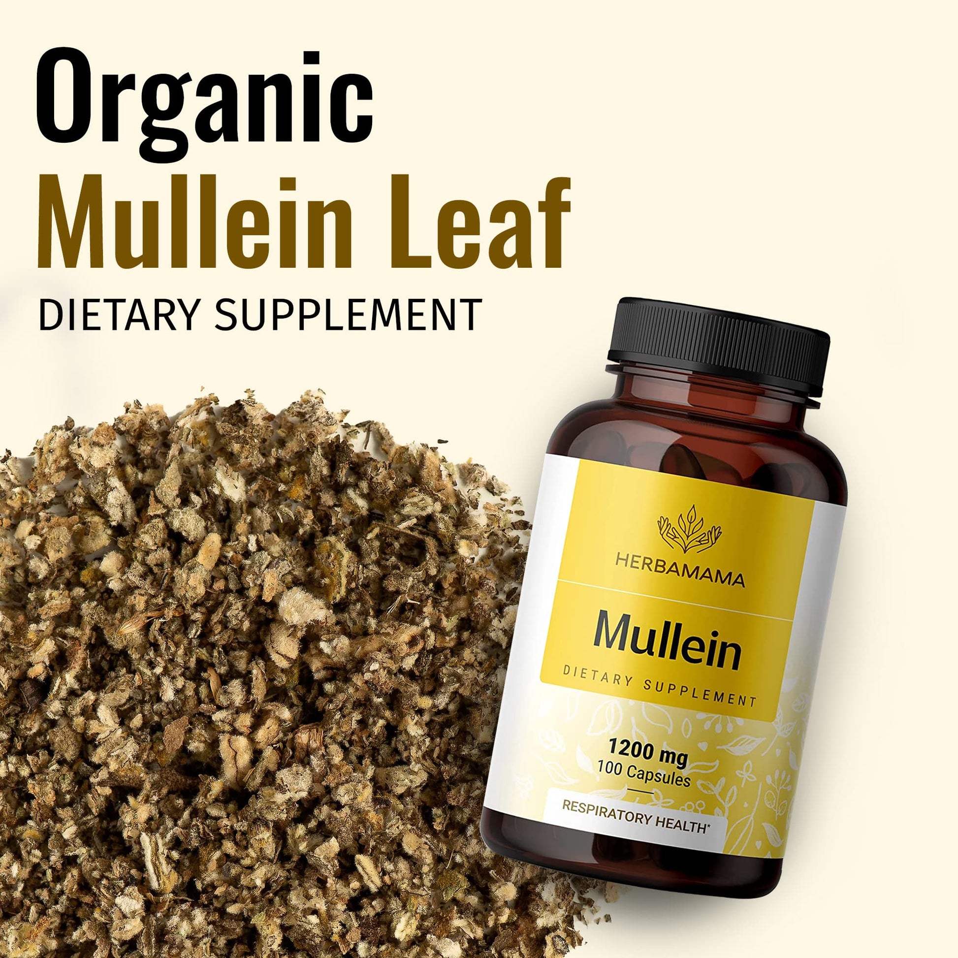 HERBAMAMA Mullein Leaf Capsules Respiratory Health - Organic Mullein Leaf Extract HERBAMAMA uk supplements