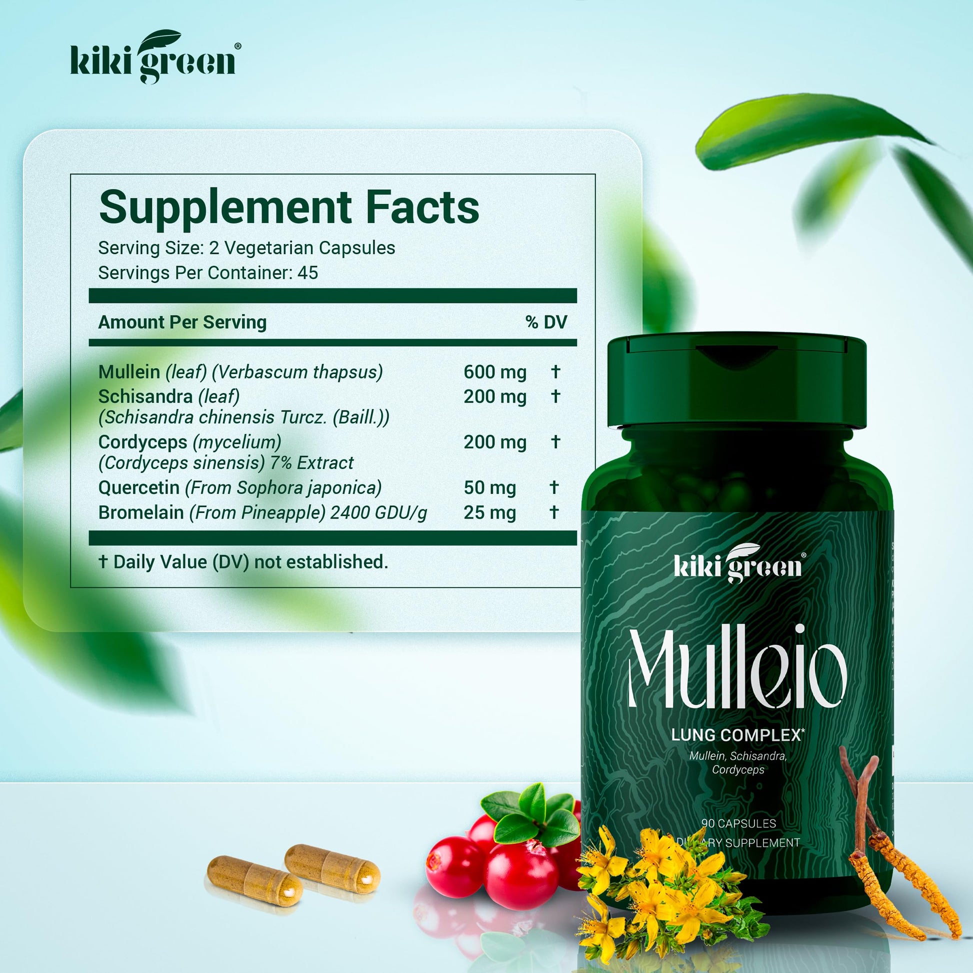 KIKI Green MULLEIO Lung Health Capsules: Herbal Supplement for Lung Cleanse, Better KIKI Green uk supplements