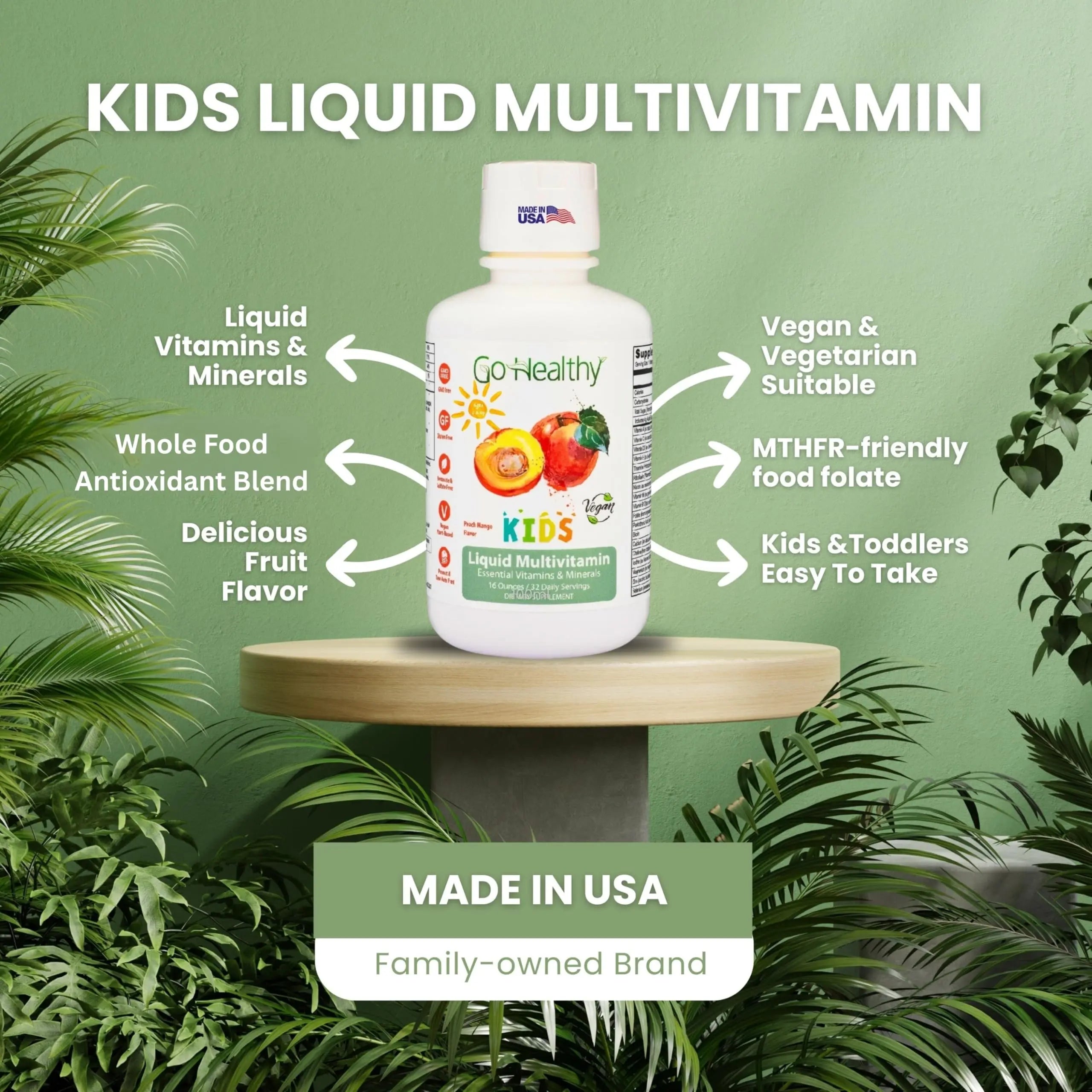Go Healthy Kids Liquid Multivitamin | Immune Support | Kid Liquid Multivitamins | High Absorption | Vegan Vitamins | Kids Vitamins Multivitamin Go Healthy Natural uk supplements