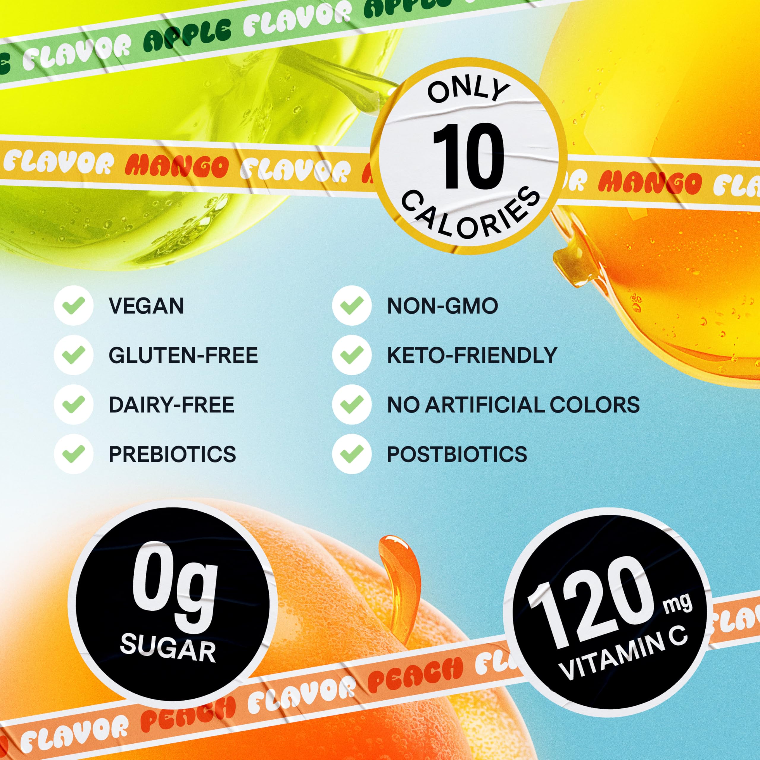 Dally Variety Pack [Mango, Peach & Apple] Drinkable Konjac Jelly 10 Pouches | 10-Calorie Keto, Gluten Free, Sugar Free Korean Fruit Snack | Prebiotics & Postbiotics for Skin, Immune, Weight Management DALLY uk supplements