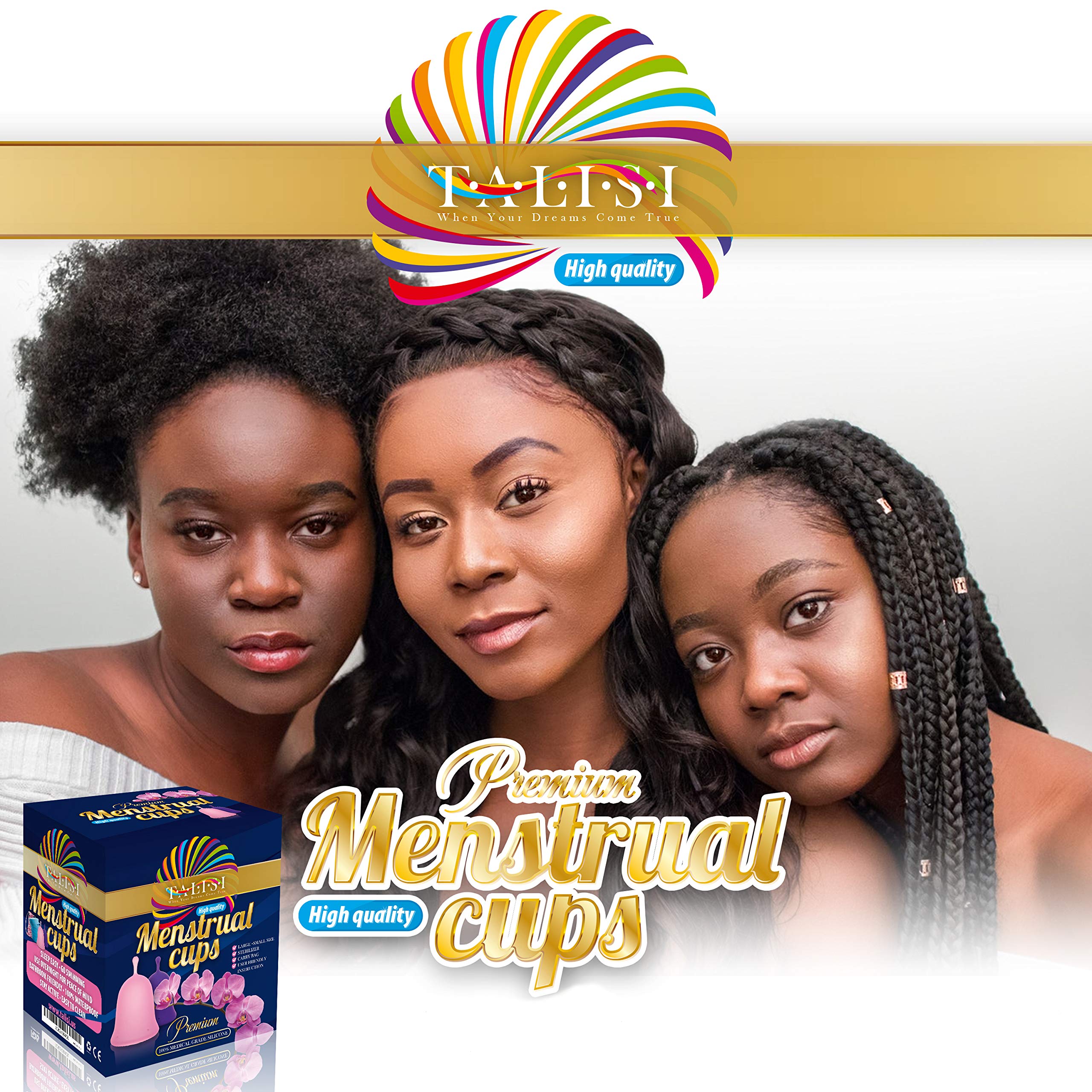 Talisi Menstrual Cups Set of 2 with Collapsible Silicone Sterilizer - Soft & Flexible Sensitive Feminine TALISI WHEN YOUR DREAMS COME TRUE uk supplements