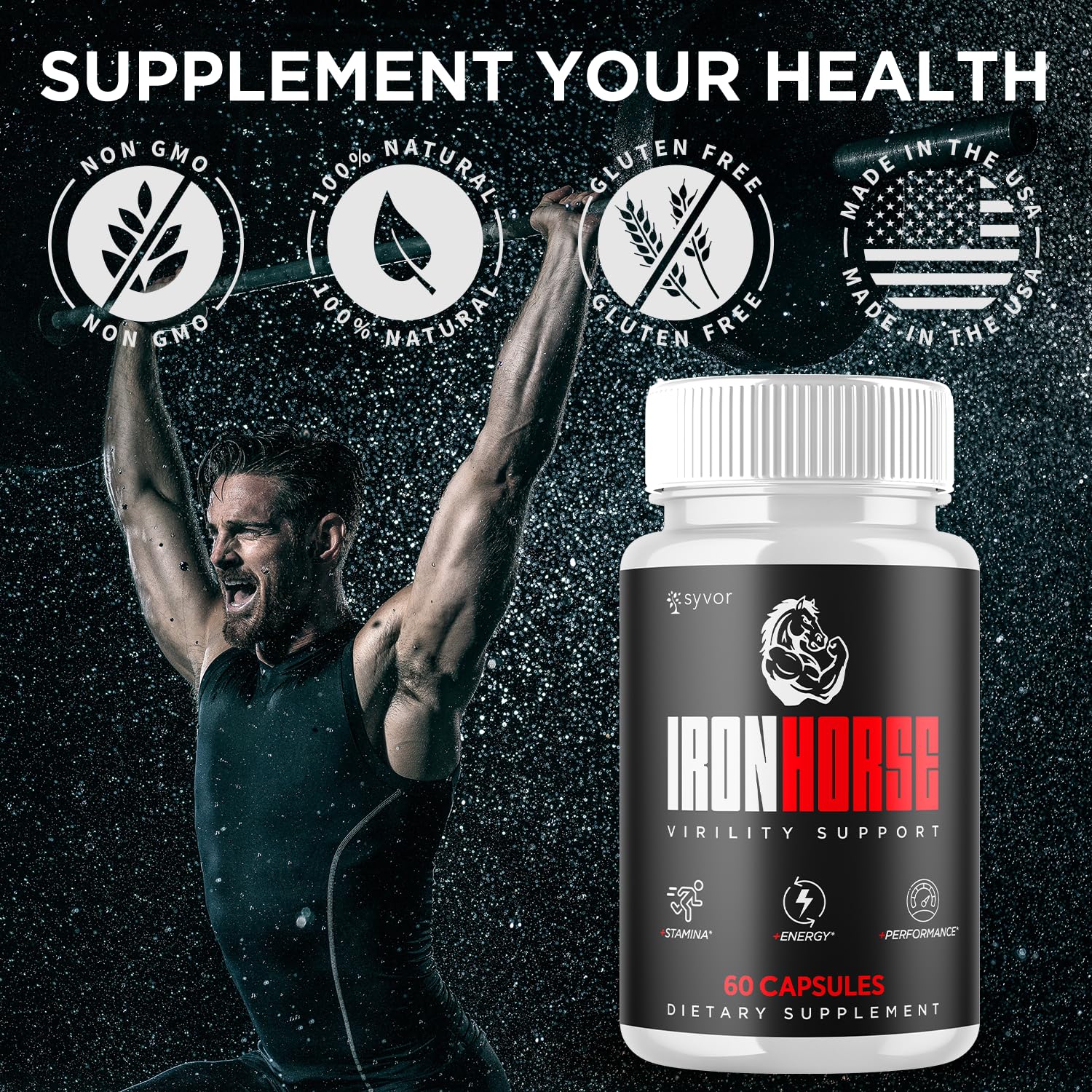 Iron Horse Supplement Pills, Official Iron Horse Pills for Men with All Natural Ingredients, Advanced IronHorse Capsules Designed to Support Health and Wellness with Premium Vitamins (60 Capsules) Syvor uk supplements