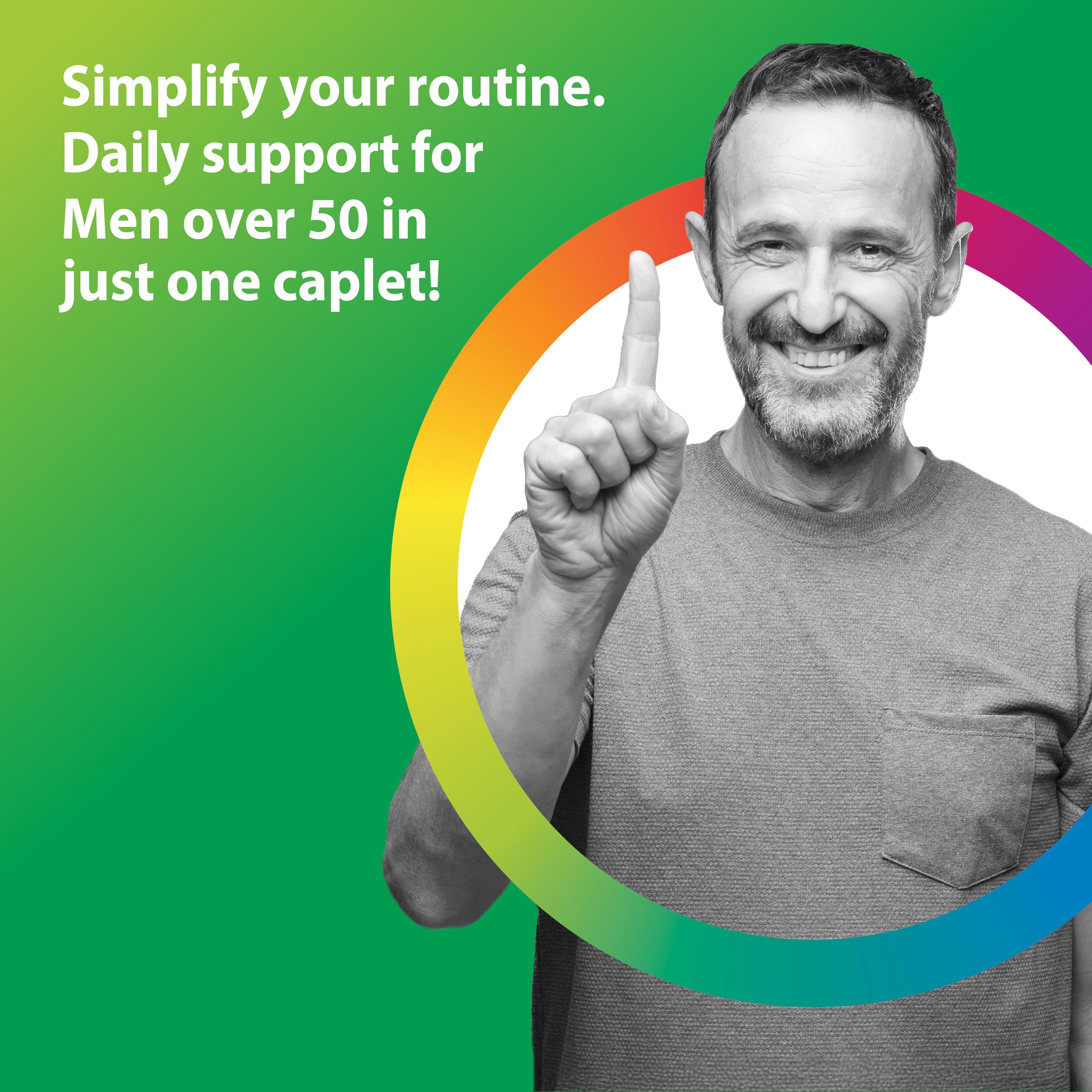 Rainbow Light Mens Multivitamin One + for 50 Plus | 90 Caplets | Supports Muscle Health | with Vitamins C, D, and Zinc Rainbow Light uk supplements