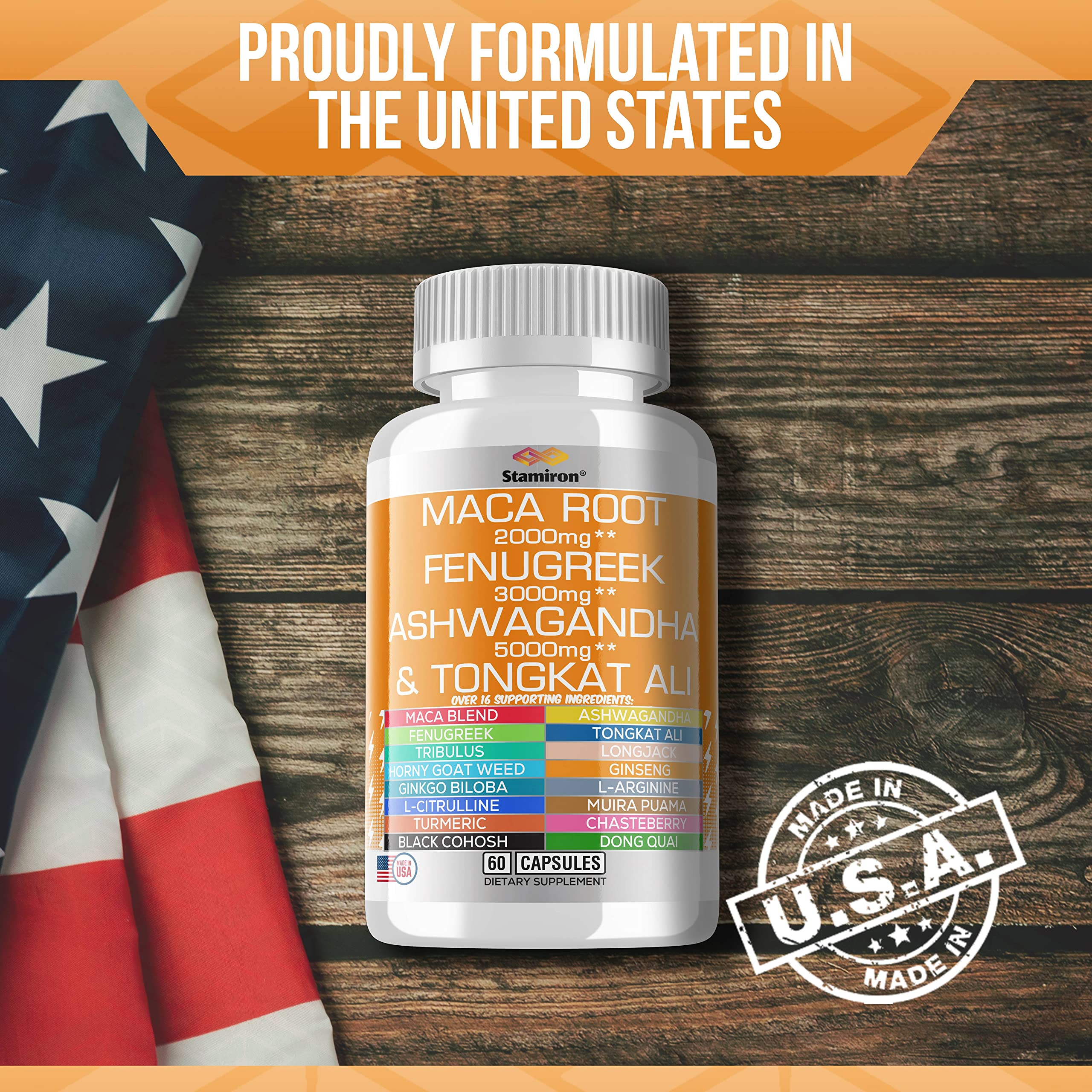 Stamiron Maca Root 2000mg Fenugreek 3000mg Ashwagandha 5000mg Supplement Stamiron uk supplements