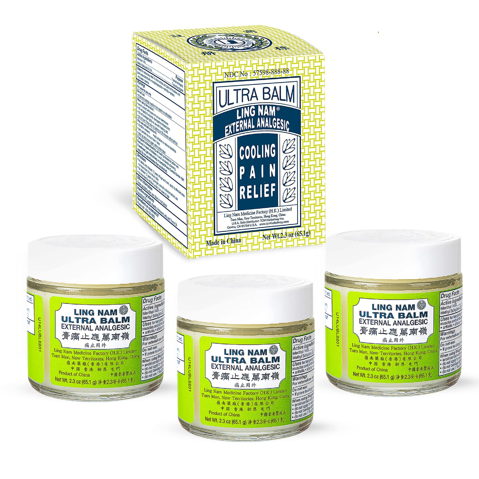 Ling Nam Ultra Balm External Analgesic, for Cooling Pain Relief Simple Backache Arthritis Strains Bruises Sprain, Muscle Pain, Muscle Soreness, 2.3oz (Pack of 3) Ling Nam uk supplements