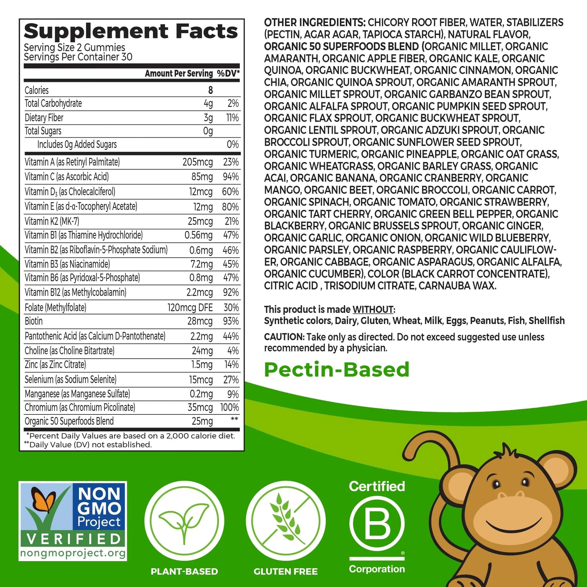 Orgain Kids Sugar Free Multivitamin Gummies, Vegan & Plant Based, 50 Superfoods, 15 Vitamins and Minerals, Immune Support and 3g of Fiber Orgain uk supplements