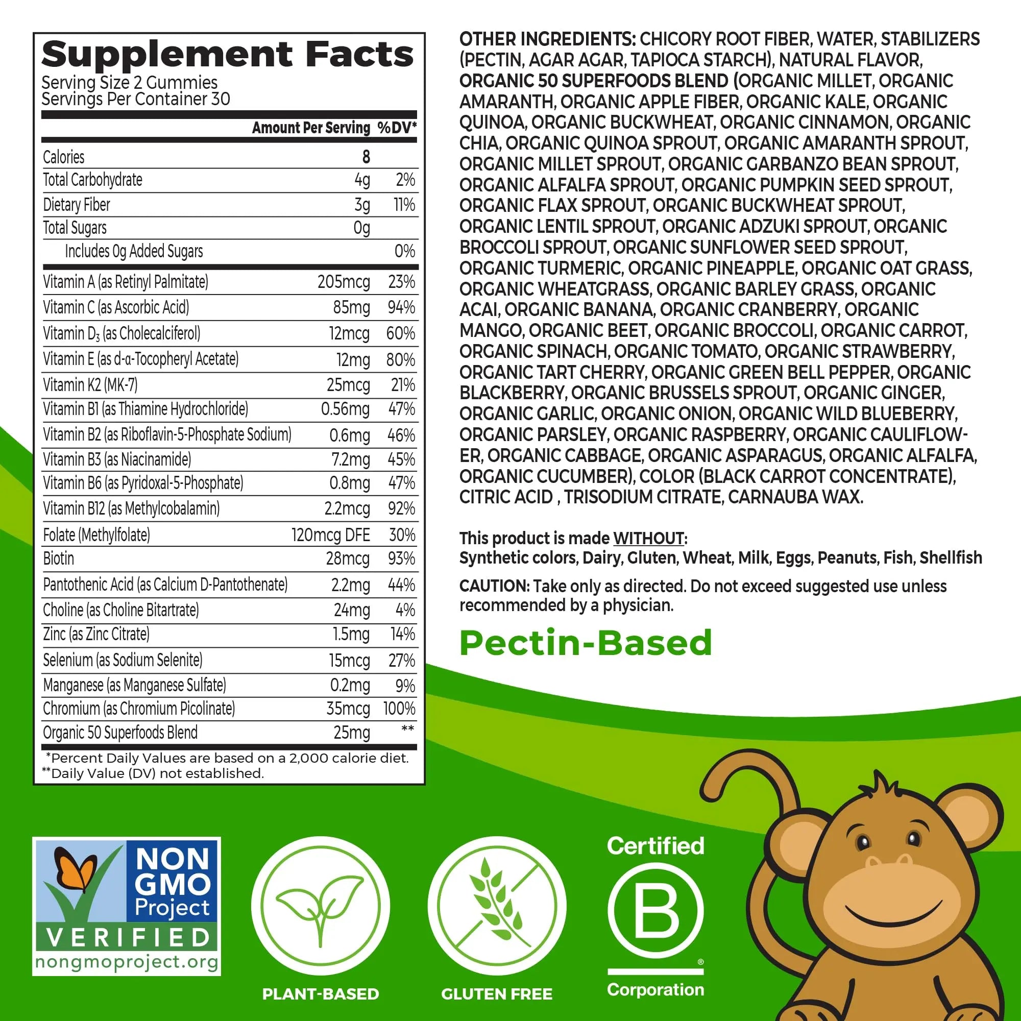 Orgain Kids Sugar Free Multivitamin Gummies, Vegan & Plant Based, 50 Superfoods, 15 Vitamins and Minerals, Immune Support and 3g of Fiber Orgain uk supplements