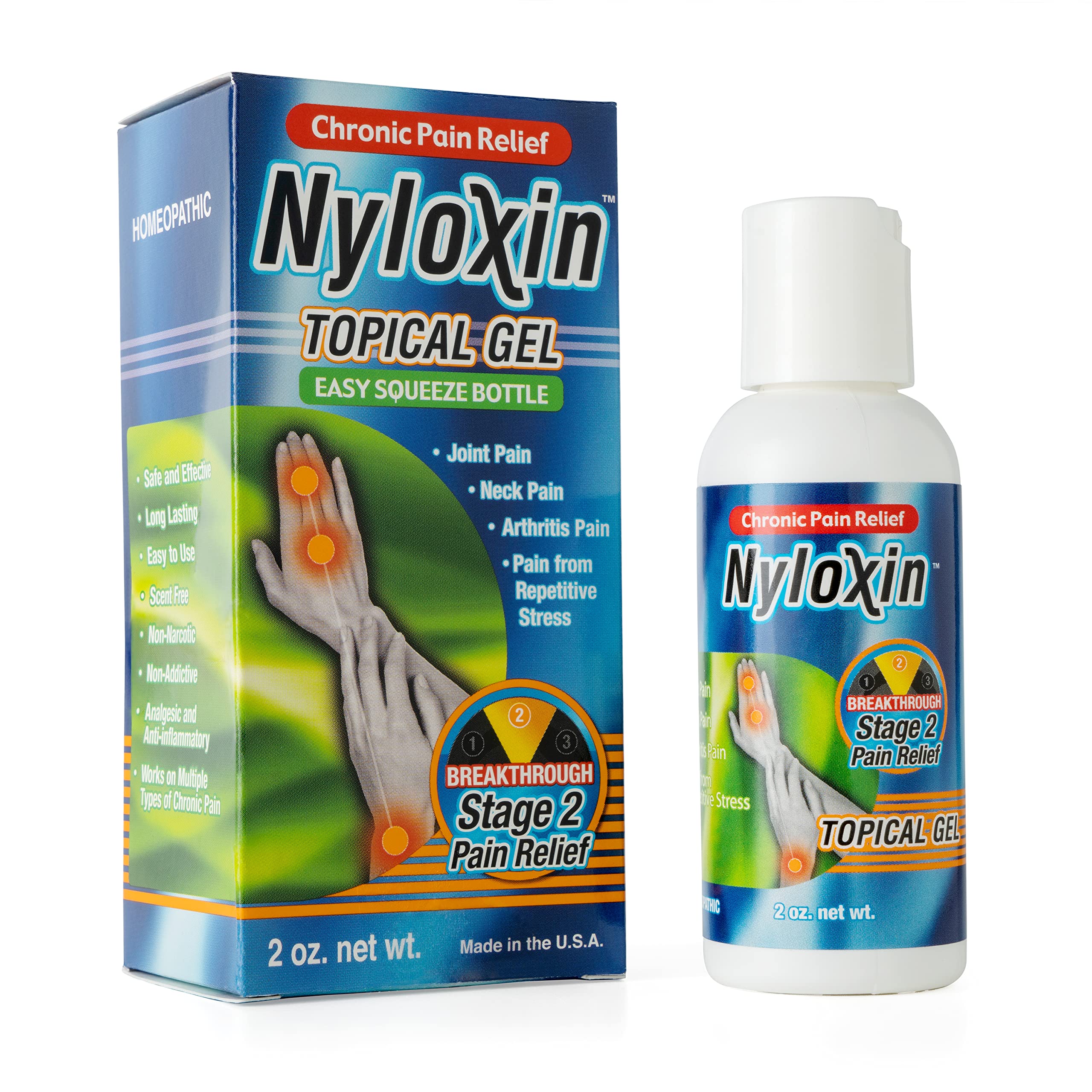 Nyloxin Easy Squeeze Bottle Arthritis Pain Relief Gel, Back Pain Relief, Neuropathy Pain Relief, Nerve Pain Relief, Knee Pain Relief, Foot Pain Relief, Muscle Pain Relief, Joint Pain Relief (2 oz) Nyloxin uk supplements