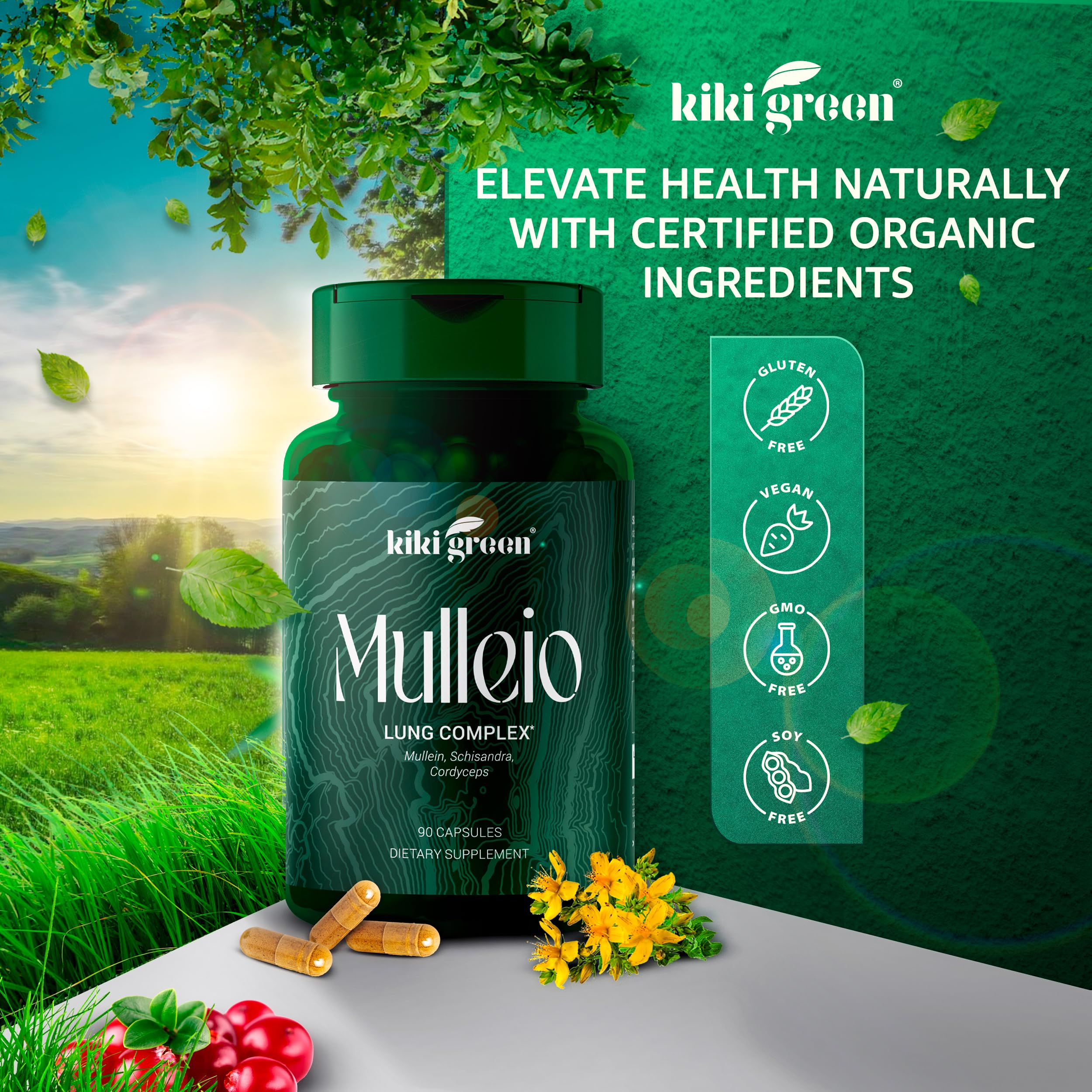 KIKI Green MULLEIO Lung Health Capsules: Herbal Supplement for Lung Cleanse, Better KIKI Green uk supplements