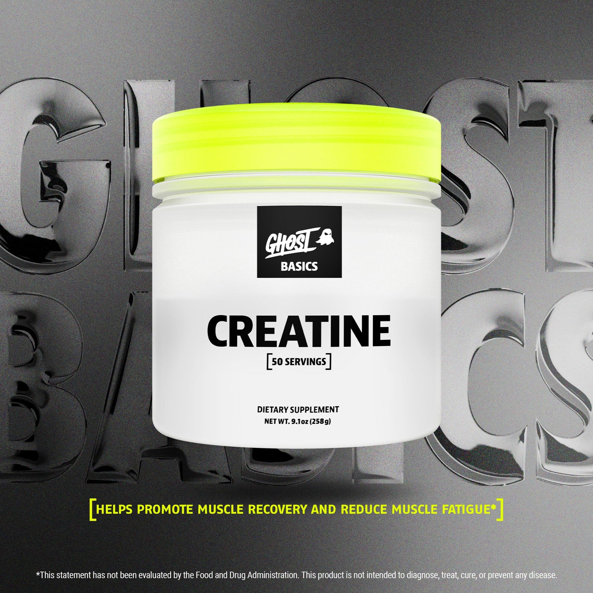 GHOST Basics Creatine Monohydrate Powder for Men & Women – 5G Creapure Creatine Workout Supplement for Muscle Gain – Vegan, Soy Free & Gluten Free - 50 Servings GHOST uk supplements