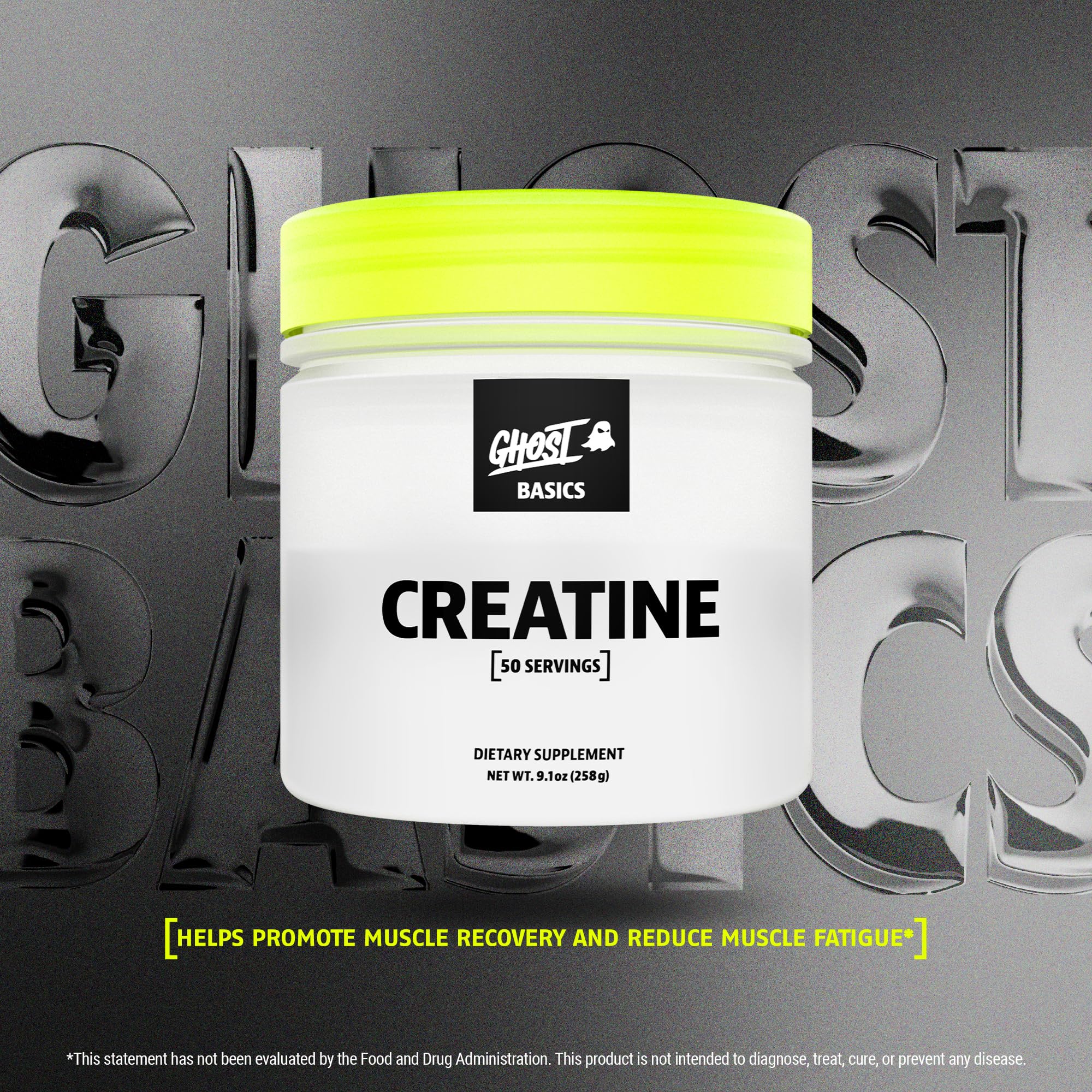 GHOST Basics Creatine Monohydrate Powder for Men & Women – 5G Creapure Creatine Workout Supplement for Muscle Gain – Vegan, Soy Free & Gluten Free - 50 Servings GHOST uk supplements