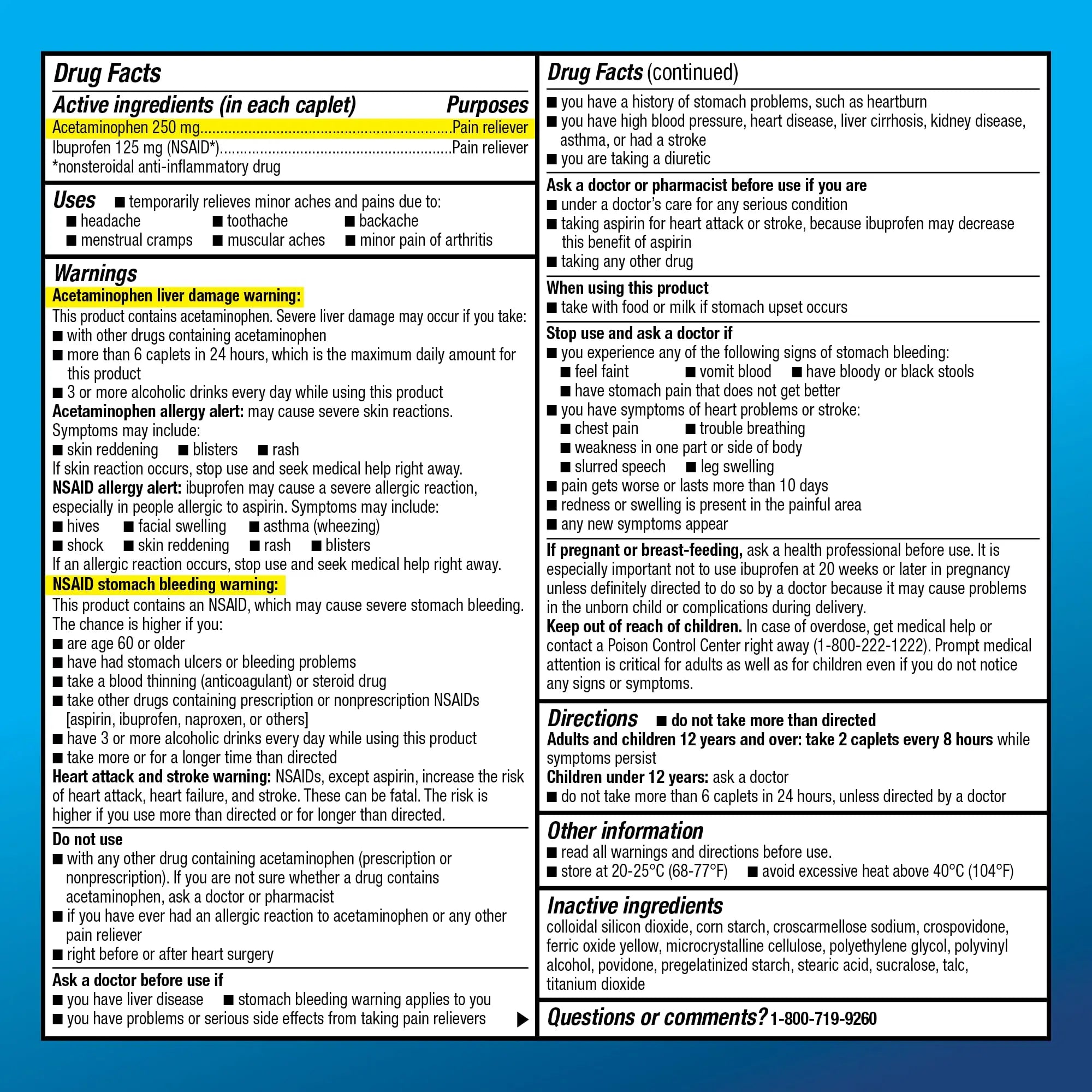 Amazon Basic Care Dual Action Acetaminophen 250 mg and Ibuprofen (NSAID) 125 mg Tablets, Pain Reliever for Headache, Backache, Menstrual Pain, Arthritis Pain Relief, 216 Count Amazon Basic Care uk supplements