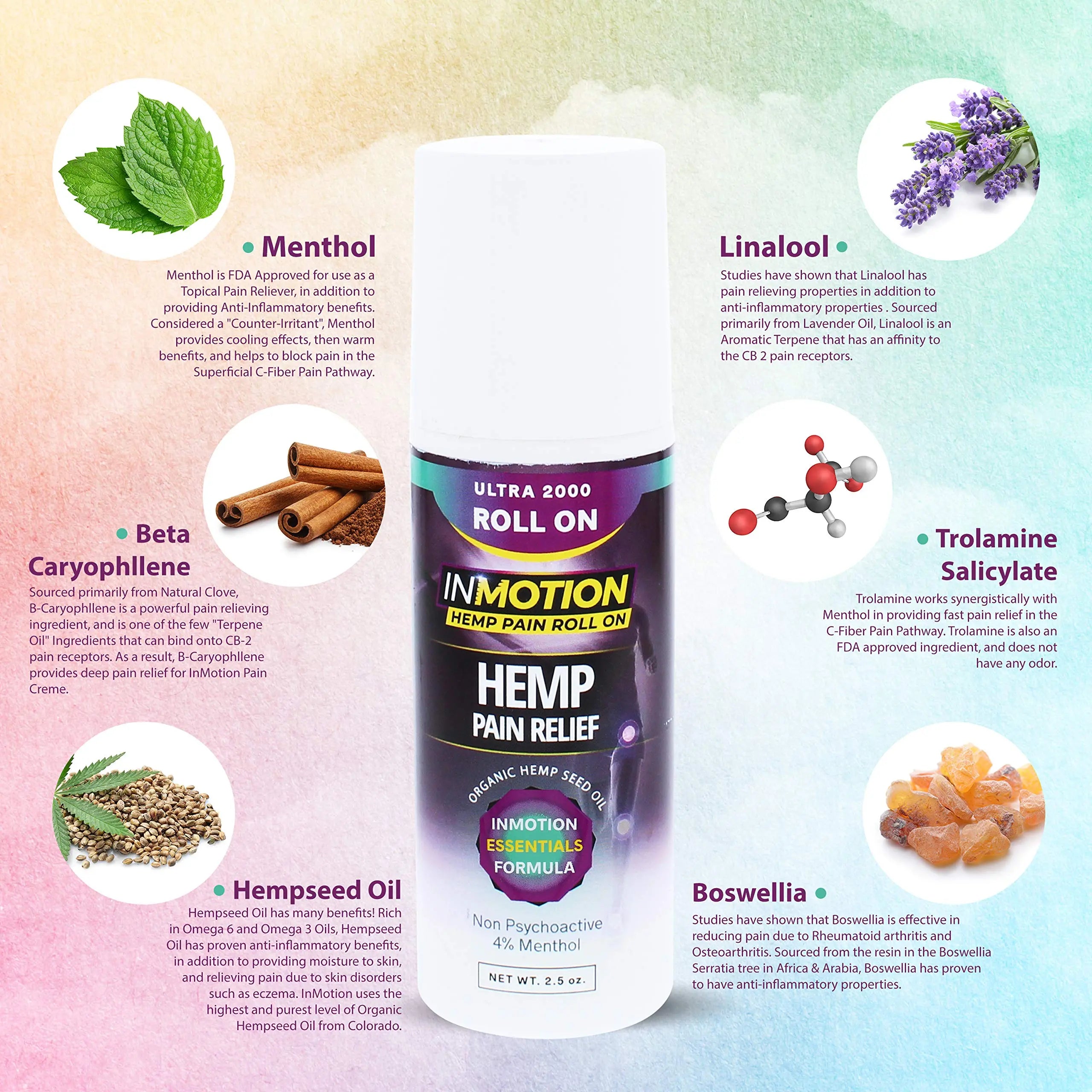 InMotion Hemp Roll On for Pain - 4 Pack Premium Ultra Strength Fast Acting, Long Lasting, Odorless Hemp Oil Roll On Pain Reliever for Joint, Muscle, & Back (4) InMotion Hemp uk supplements