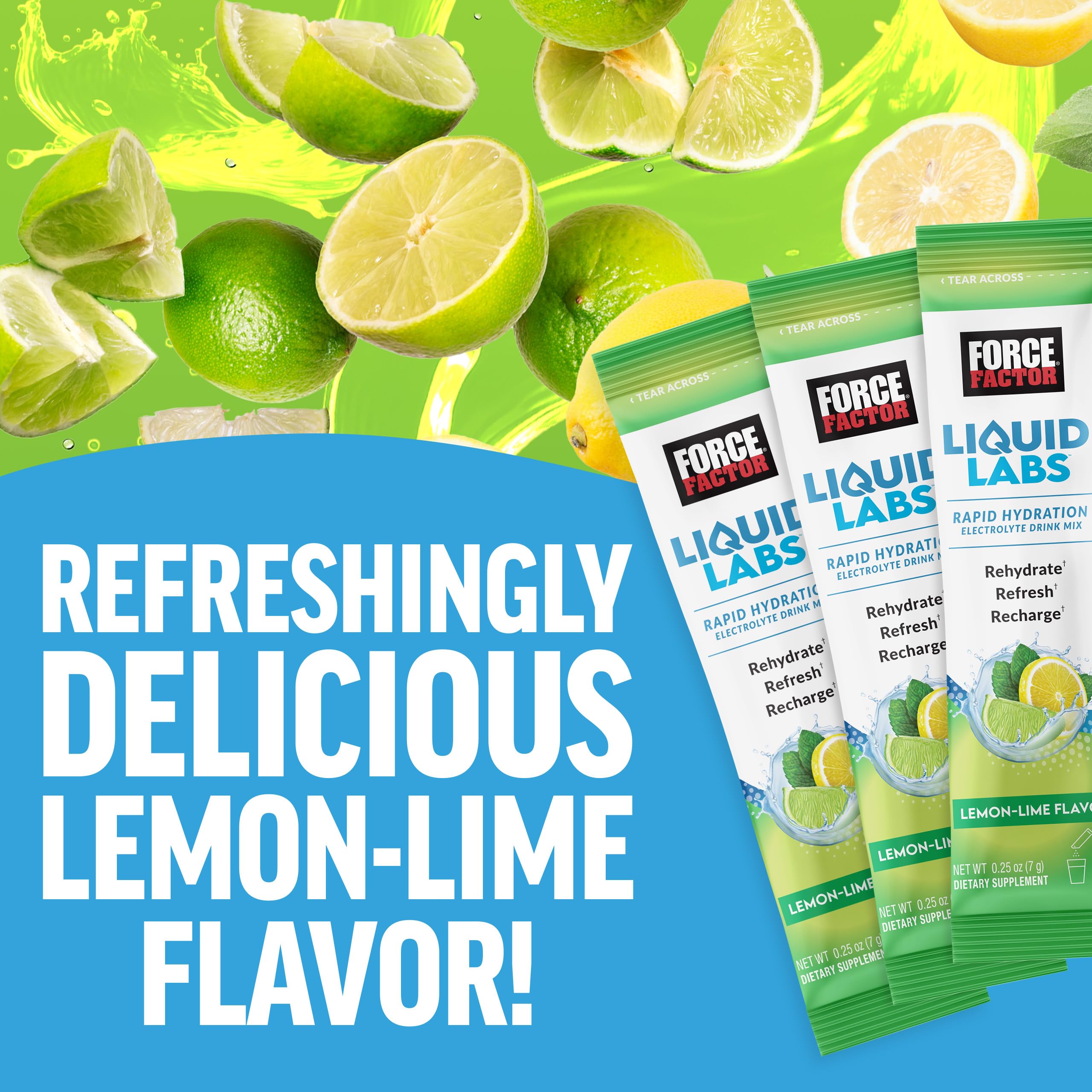 Force Factor Liquid Labs Electrolytes Powder Packets—Lemon Lime—Hydration Packets to Make Electrolyte Water with 5 Essential Electrolytes, Vitamins, Minerals Force Factor uk supplements