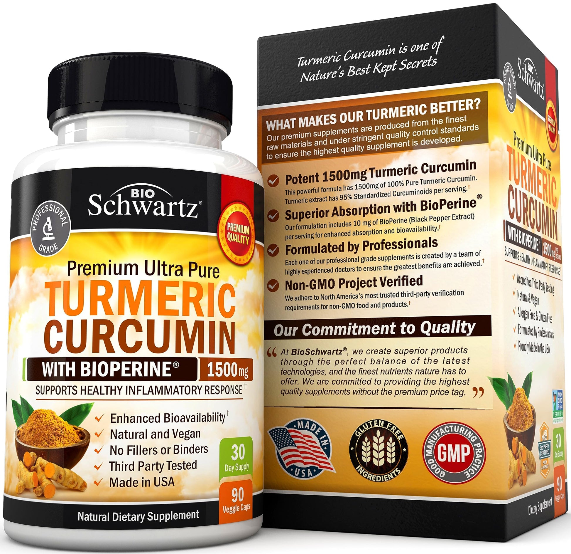 Turmeric Curcumin with Black Pepper Extract 1500mg - High Absorption BioSchwartz uk supplements