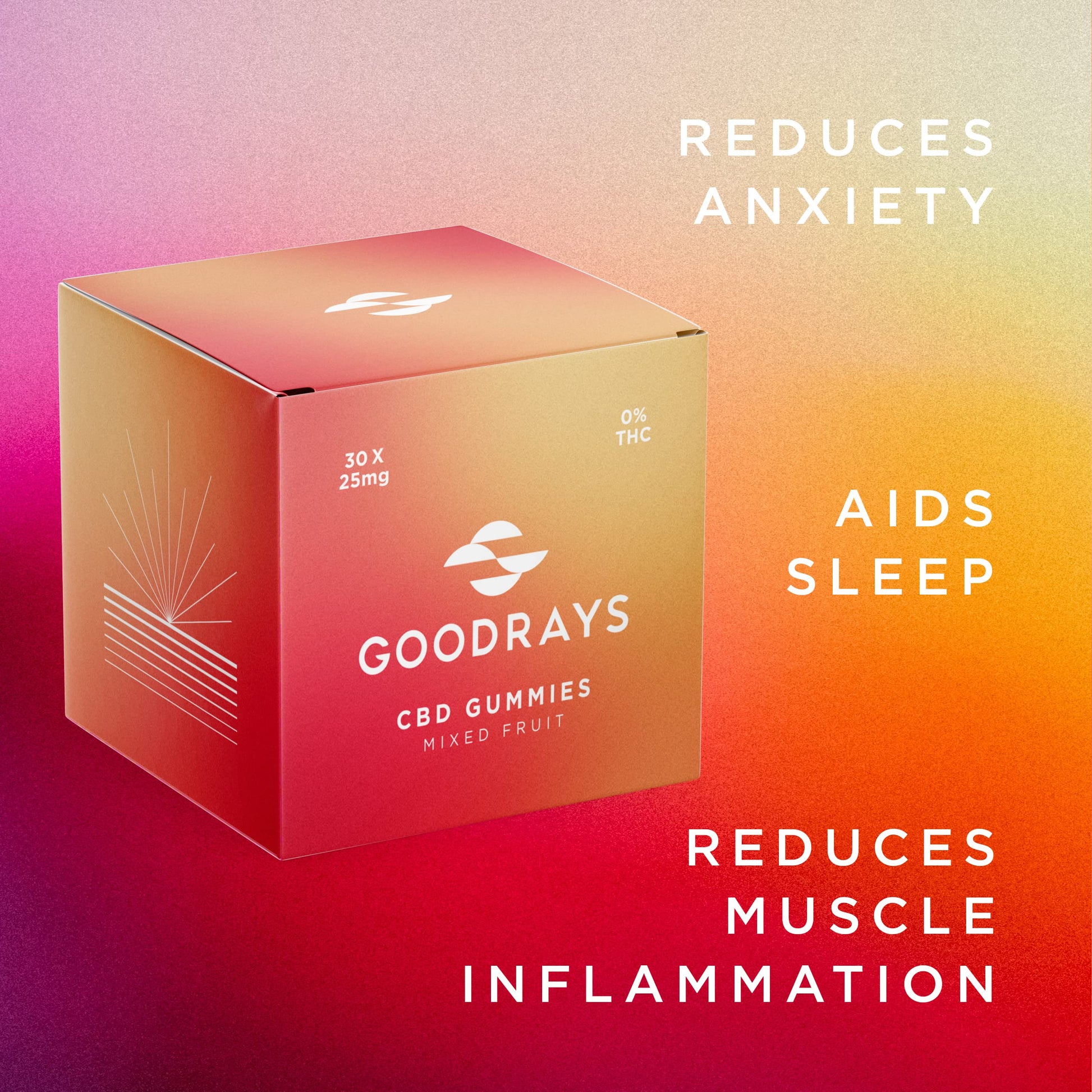 Goodrays - CBD Gummies - High Strength 30 x 25mg Mixed Fruits CBD Edibles Goodrays uk supplements