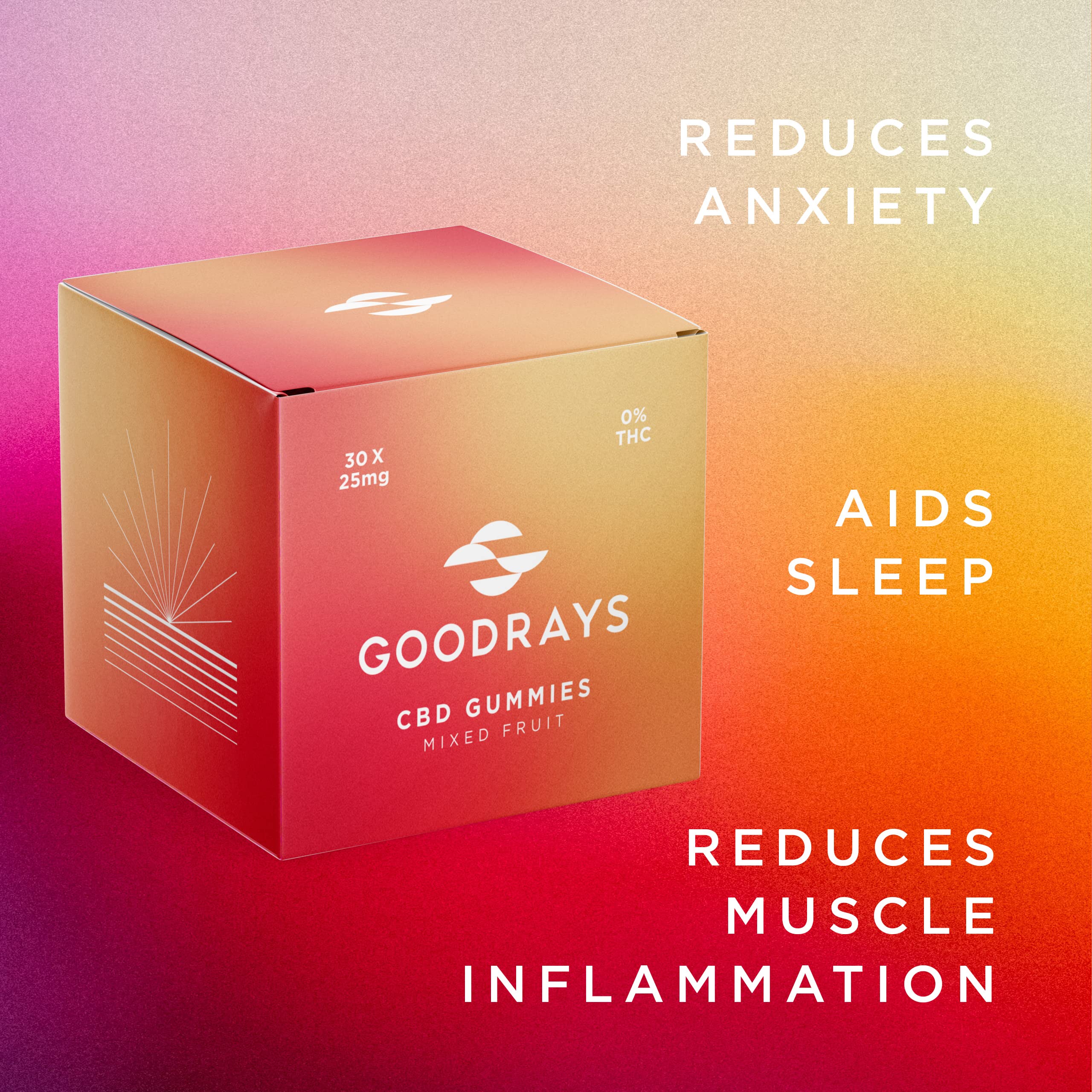 Goodrays - CBD Gummies - High Strength 30 x 25mg Mixed Fruits CBD Edibles Goodrays uk supplements