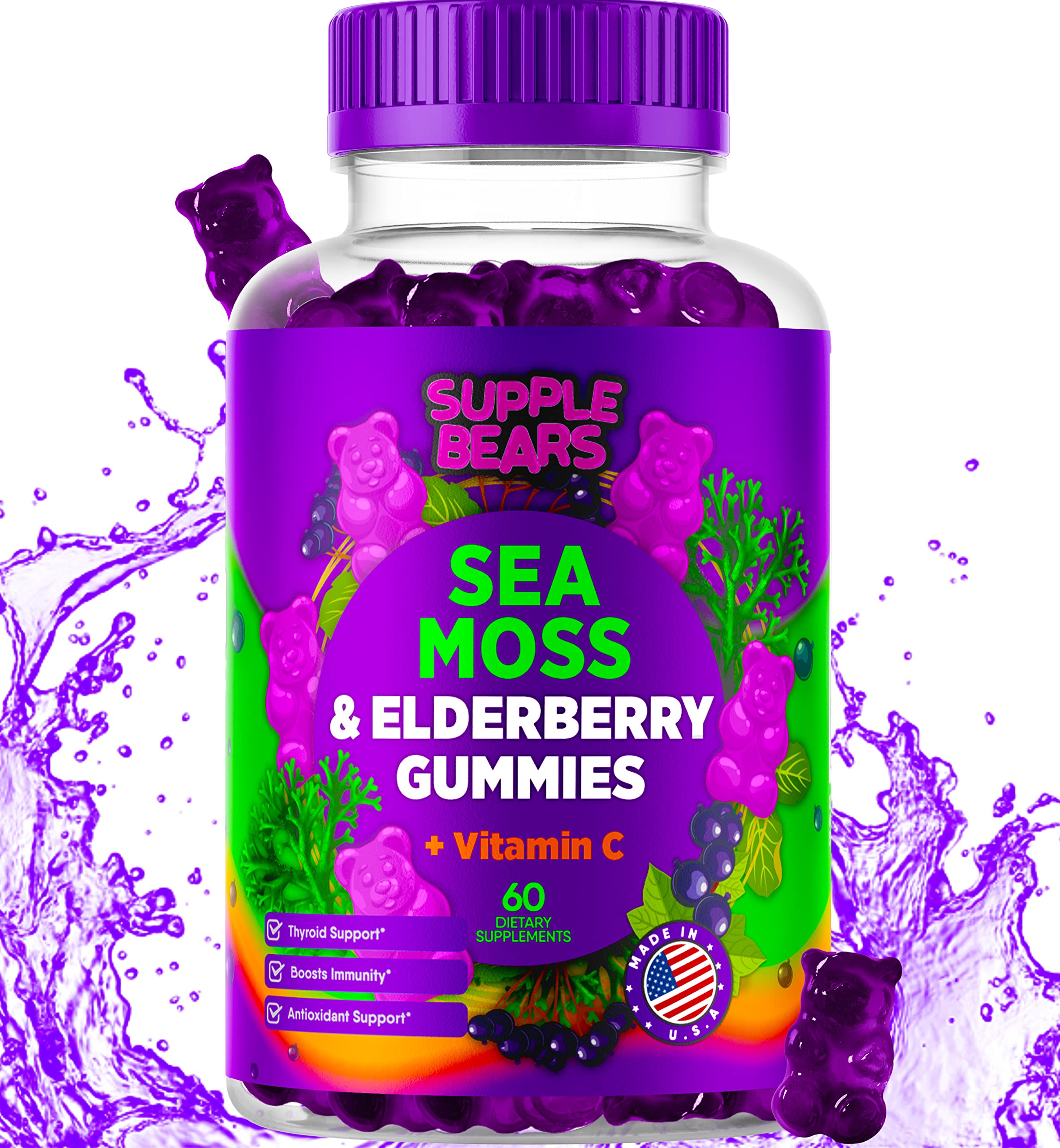 Supplebears Sea Moss Gummies & Elderberry - Vitamin C + Zinc – Extra Strength Immune Supplebears uk supplements