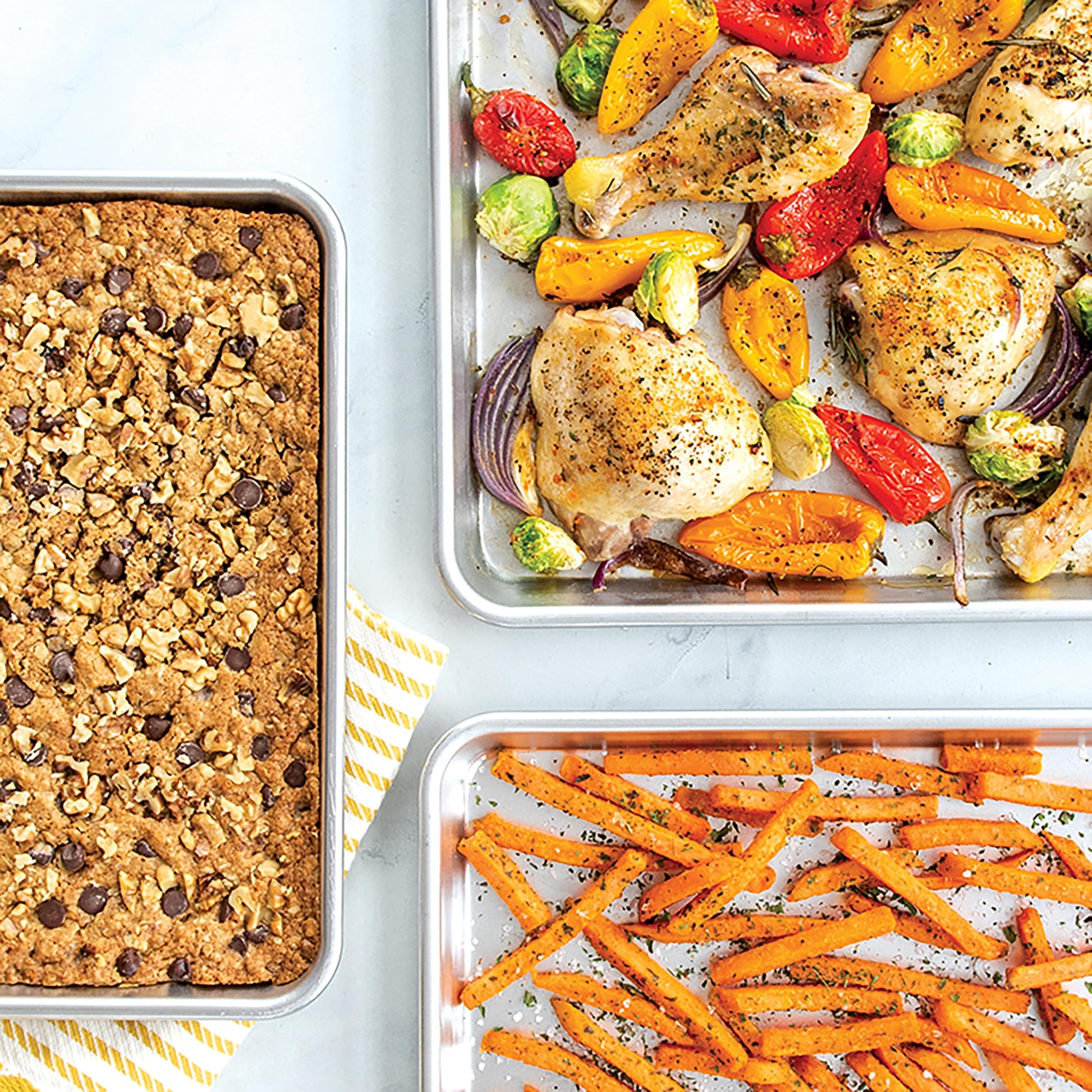 Nordic Ware Naturals 3 Piece Set - USA Made Aluminum Commercial Quality Sheet Pan for Baking or Roasting, Encapsulated Galvanized Steel Rim Prevents Warping; Half Sheet, Jelly Roll and Quarter Sheet Nordic Ware uk supplements