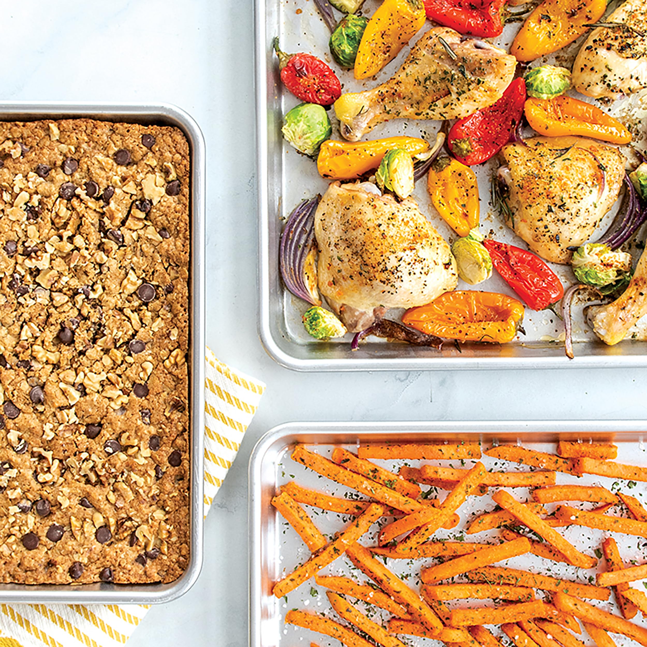 Nordic Ware Naturals 3 Piece Set - USA Made Aluminum Commercial Quality Sheet Pan for Baking or Roasting, Encapsulated Galvanized Steel Rim Prevents Warping; Half Sheet, Jelly Roll and Quarter Sheet Nordic Ware uk supplements