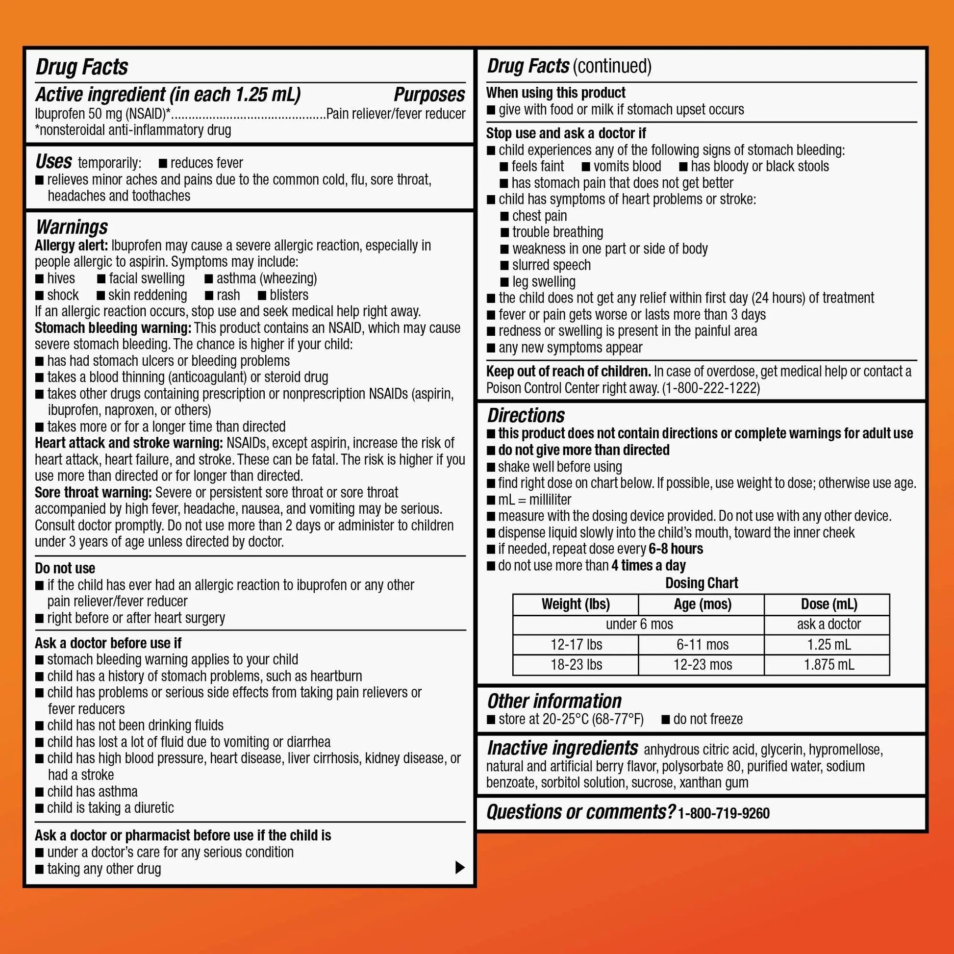 Amazon Basic Care Infants' Ibuprofen Oral Suspension, Pain Reliever and Fever Reducer, 50 mg/1.25 mL, Berry Flavor Concentrated Drops, Dye-Free, 1 fl oz (Pack of 1) Amazon Basic Care uk supplements