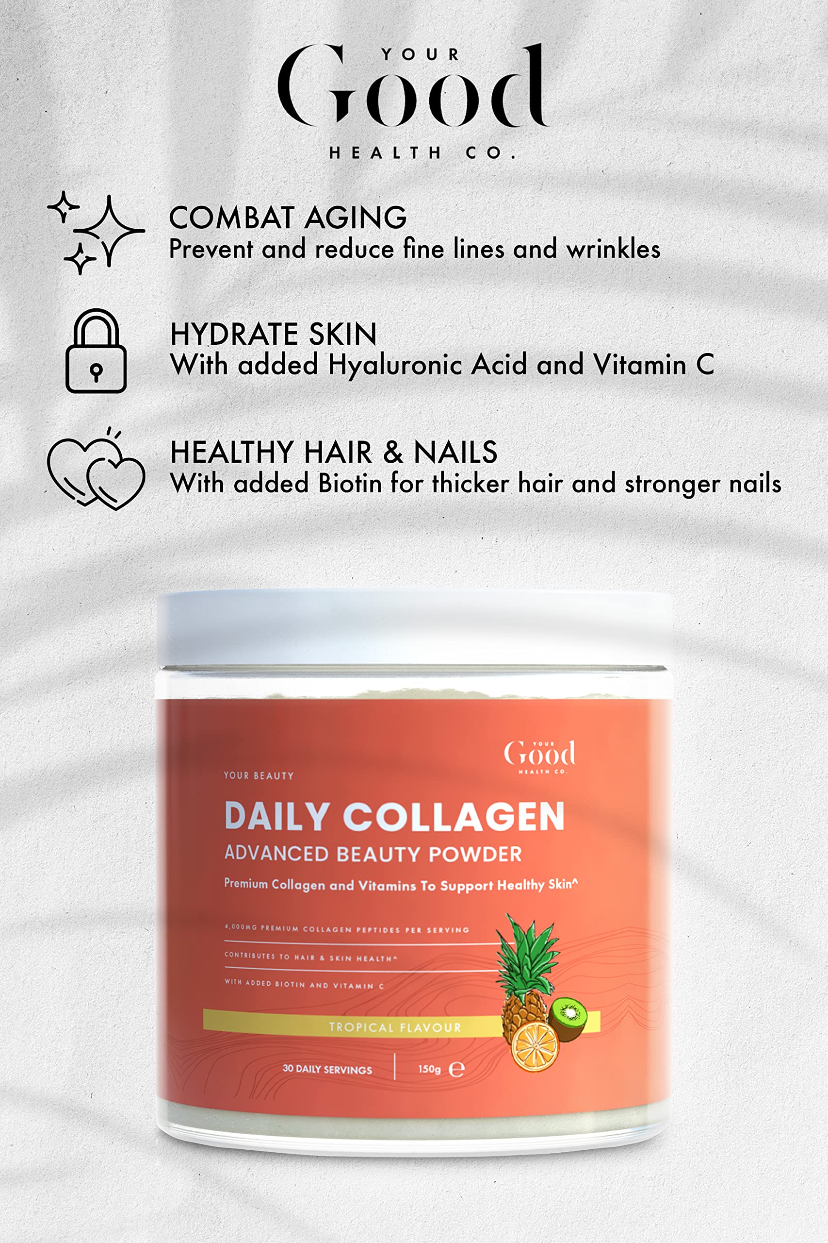 Your Good Health Co. – Your Beauty Premium Collagen Powder, Tropical | 150g Your Good Health Co. uk supplements