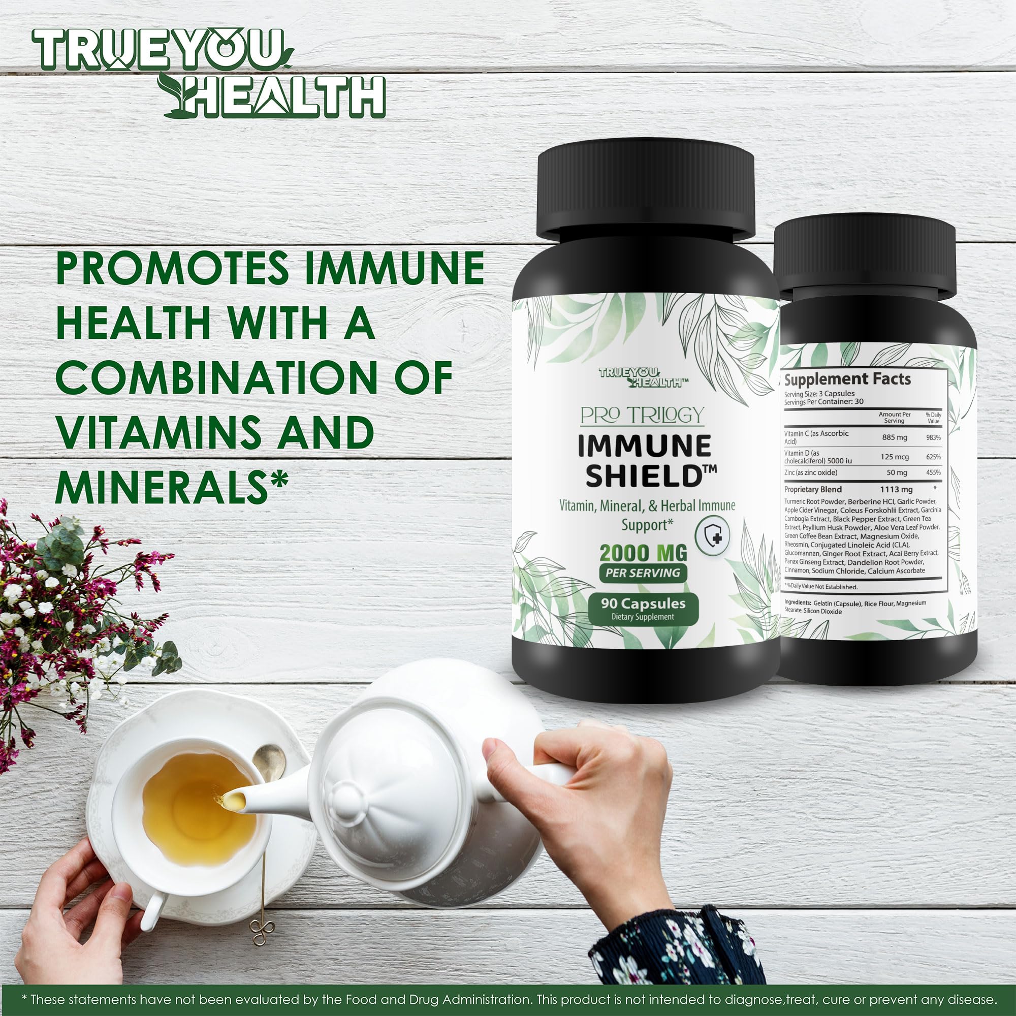 Pro Trilogy Immune Shield - Our Best Immune Support Supplement - Immune Support Capsules - Immune Boost Pills - Our Best Immune Pills Nature Vitamin D Zinc C Best Immune Support Vitamins True You Health uk supplements