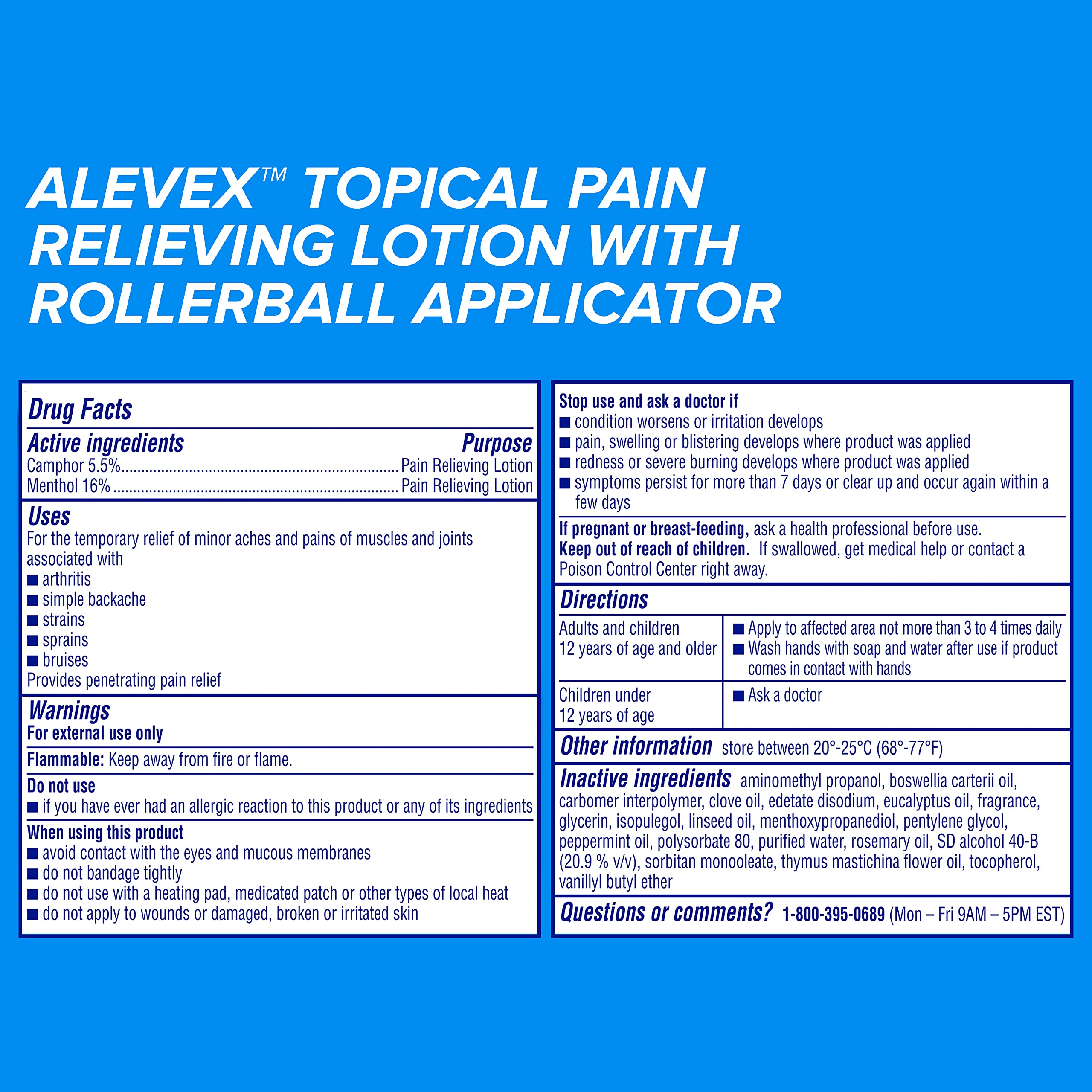 AleveX Topical Pain Relief Lotion with Rollerball Applicator - Long Lasting Arthritis and Muscle Pain Relief, 2.5 oz Aleve uk supplements