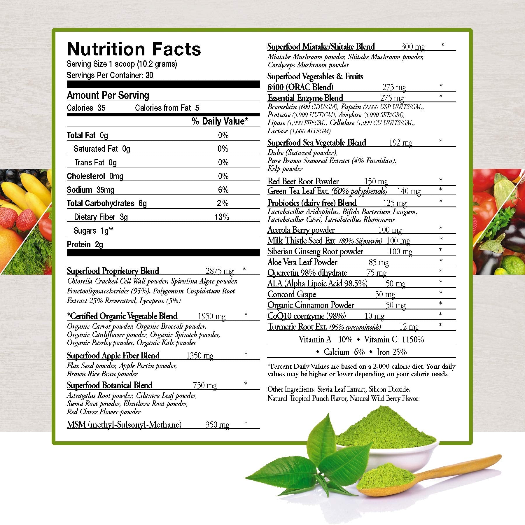 ecostream Naturals Vital First Daily Greens Superfood Powder 50 Whole Super Foods with Spirulina, Chlorella, Flax Seed, Fiber and Enzymes with Organic Greens - 30 Servings ecostream Naturals uk supplements