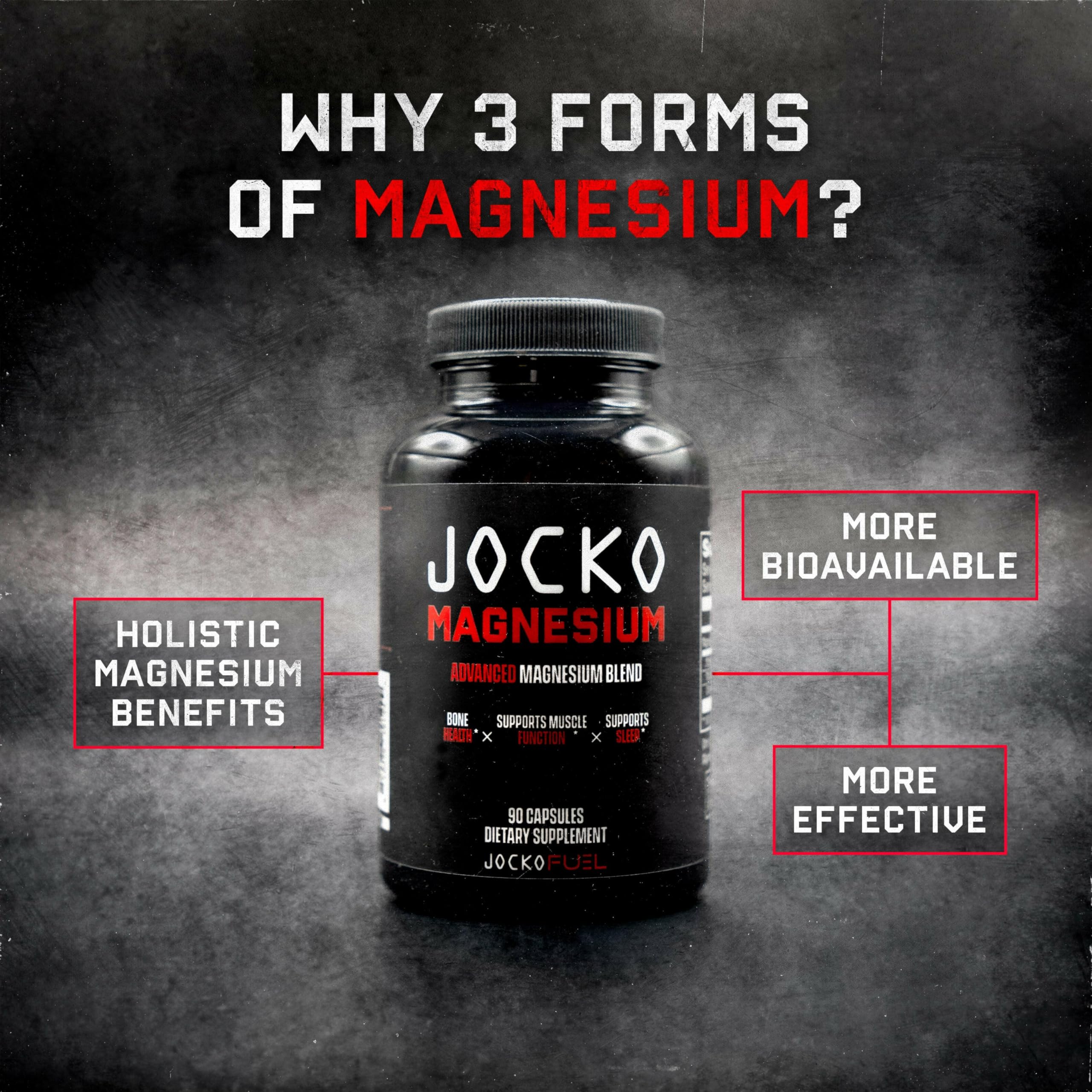 Jocko Fuel Magnesium Complex Supplement - Magnesium Glycinate, Citrate, & Taurate Capsules Dietary Supplement for Muscle Recovery & Relaxation, Heart, Nerve, Bone Support, & Sleep 30-Day Supply Jocko Fuel uk supplements