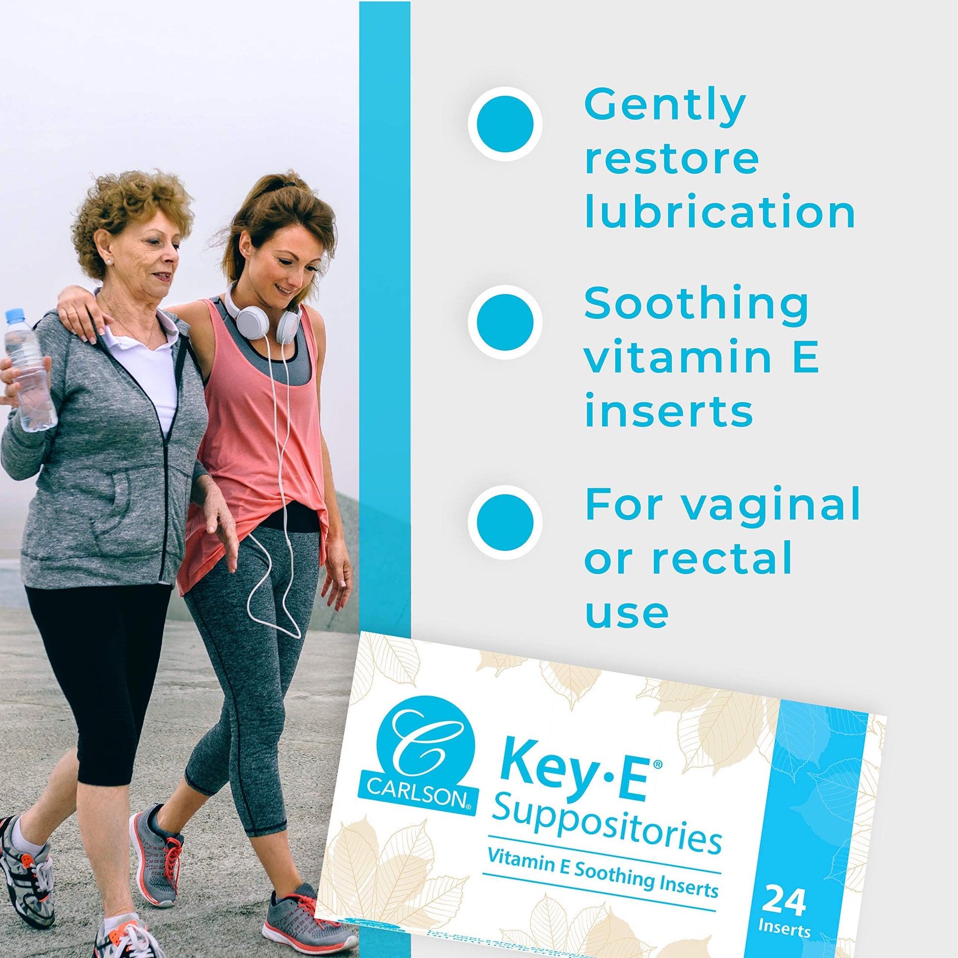 Carlson Labs Key-E Suppositories Vitamin E Soothing Inserts (2 Packages of 24 Inserts, 48Count) Carlson uk supplements