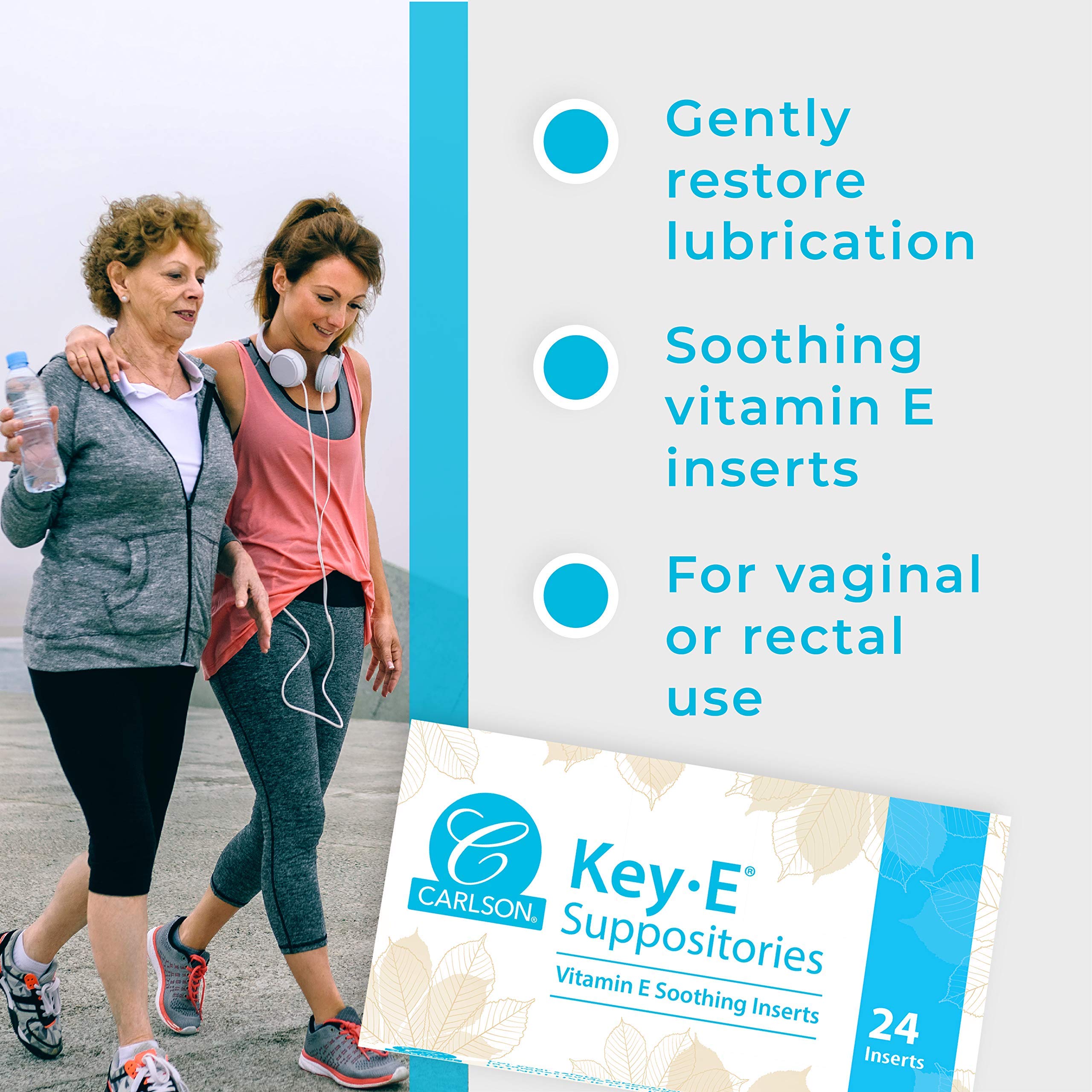 Carlson Labs Key-E Suppositories Vitamin E Soothing Inserts (2 Packages of 24 Inserts, 48Count) Carlson uk supplements