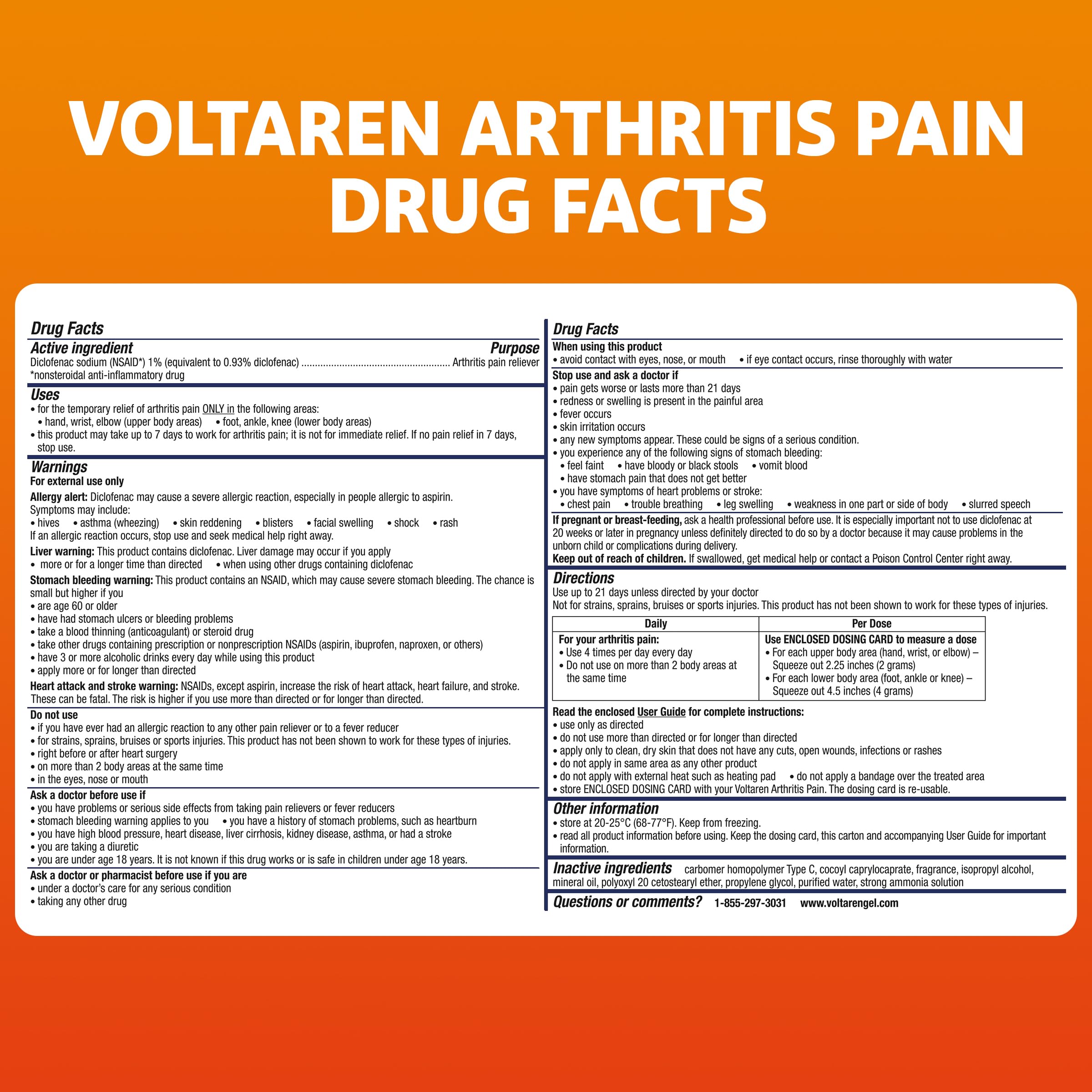 Voltaren Arthritis Pain Relief Gel, Diclofenac Sodium, 1% (NSAID), Clinically Proven Powerful Pain Reliever with Easy Open Flip Top Cap, No Prescription Needed, 5.3oz Voltaren uk supplements