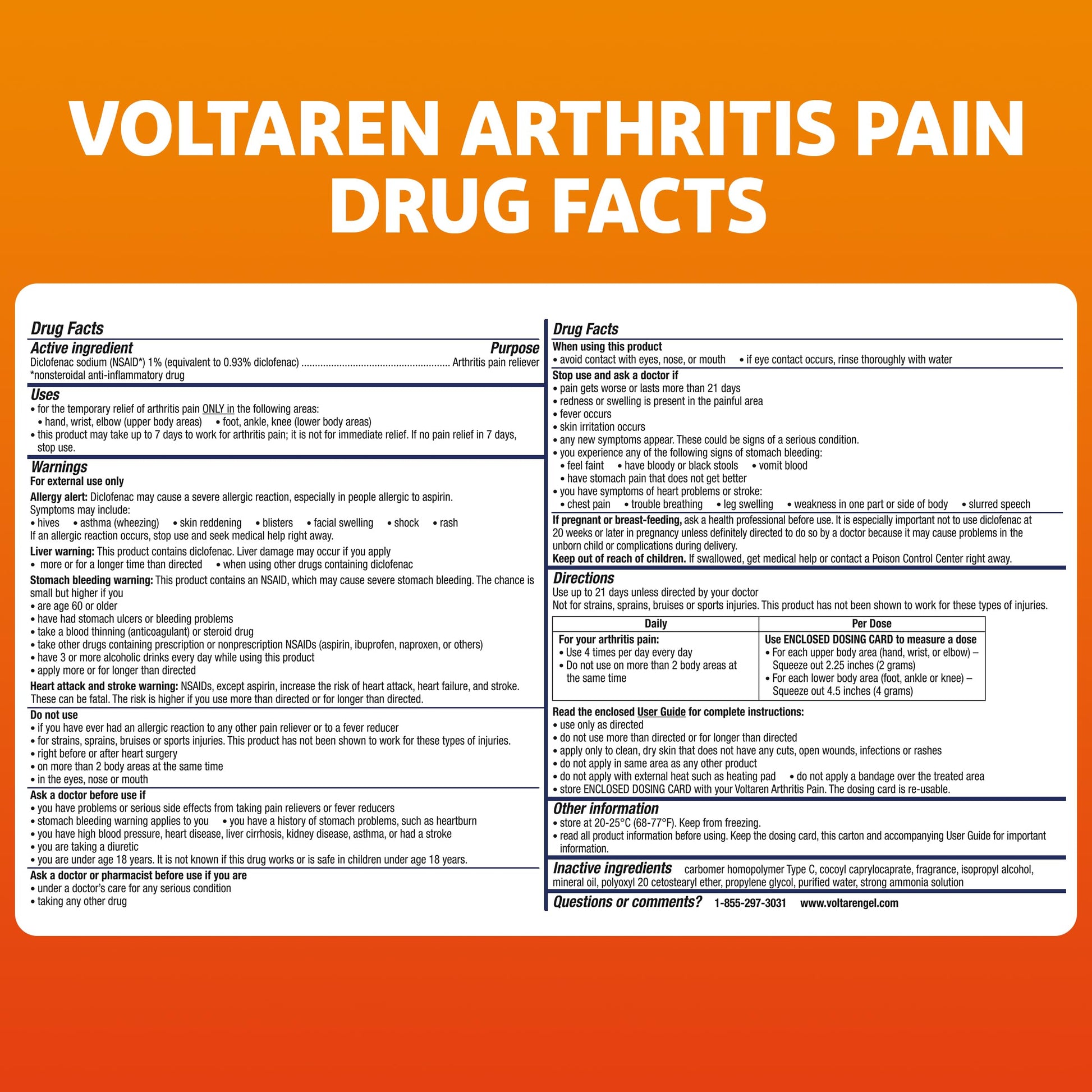 Voltaren Arthritis Pain Gel for Powerful Topical Arthritis Pain Relief with Diclofenac - NEW Easy Open Cap - 100 g x 2 Voltaren uk supplements