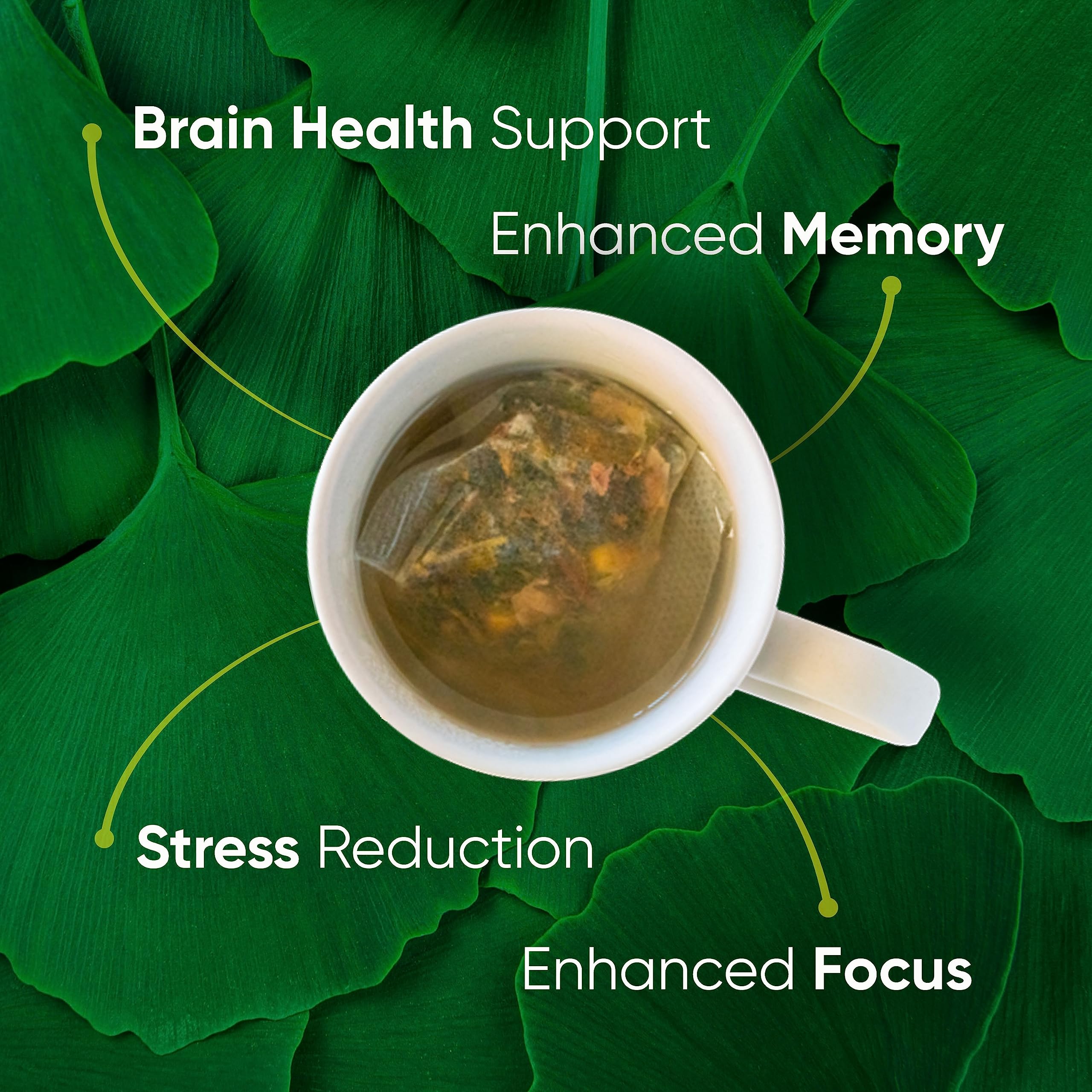 Brain Tea Focus & Memory - Brain Tea Organic Certified 4-in-1 Nootropic Herbal Supplement with Ginkgo Biloba, Gotu Kola, Lion’s Mane Mushroom, MCT Caffeine-Free for Mental Clarity (30 Sachets) Brain Tea uk supplements