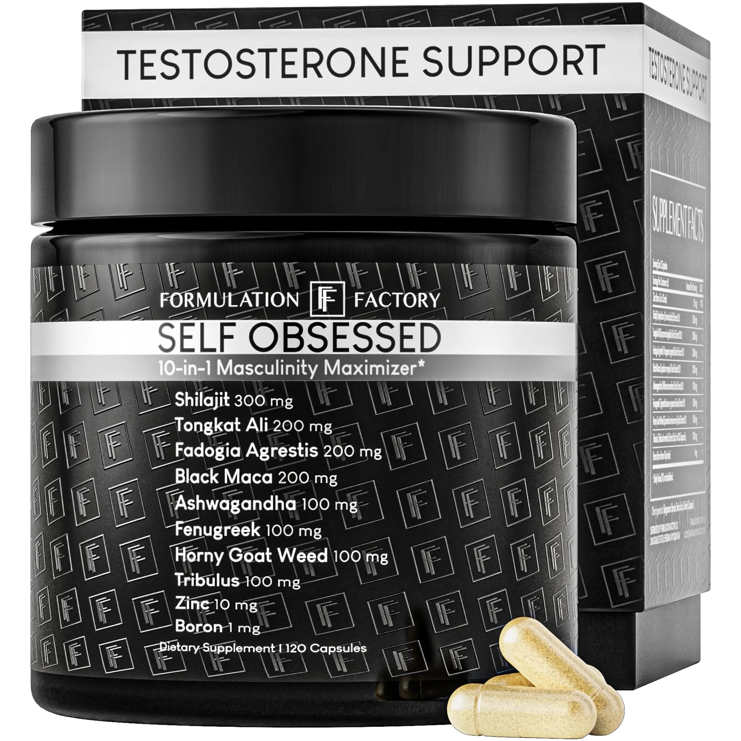 Formulation Factory Self Obsessed 10-in-1 Natural Booster for Men, Supplement for Men with Shilajit, Tongkat Ali, Fadogia Agrestis, 120 Capsules, 2 Month Supply Formulation Factory uk supplements
