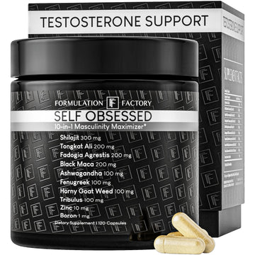 Formulation Factory Self Obsessed 10-in-1 Natural Booster for Men, Supplement for Men with Shilajit, Tongkat Ali, Fadogia Agrestis, 120 Capsules, 2 Month Supply Formulation Factory uk supplements
