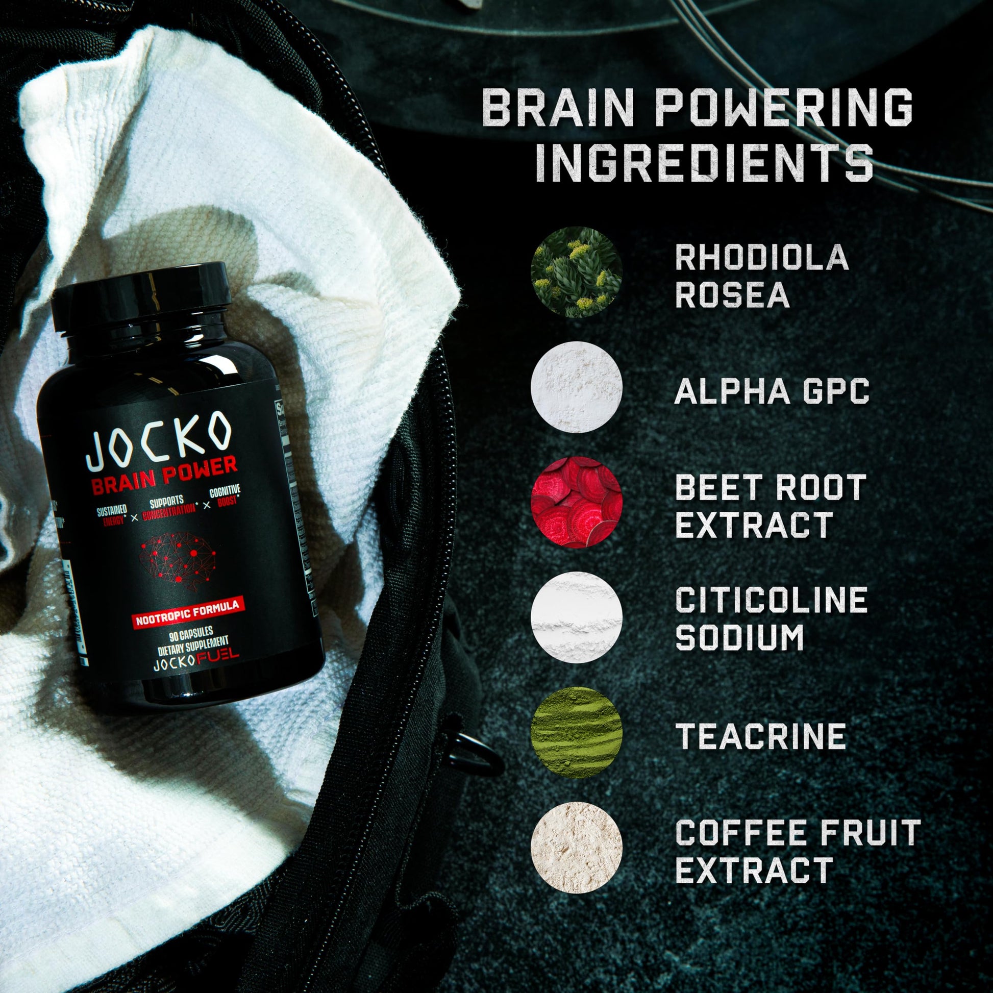 Jocko Fuel Brain Power - Nootropic Dietary Supplements for Memory & Focus wiht L Theanine, L Carnitine- Energy & Focus Supplement (90 Capsules) Jocko Fuel uk supplements