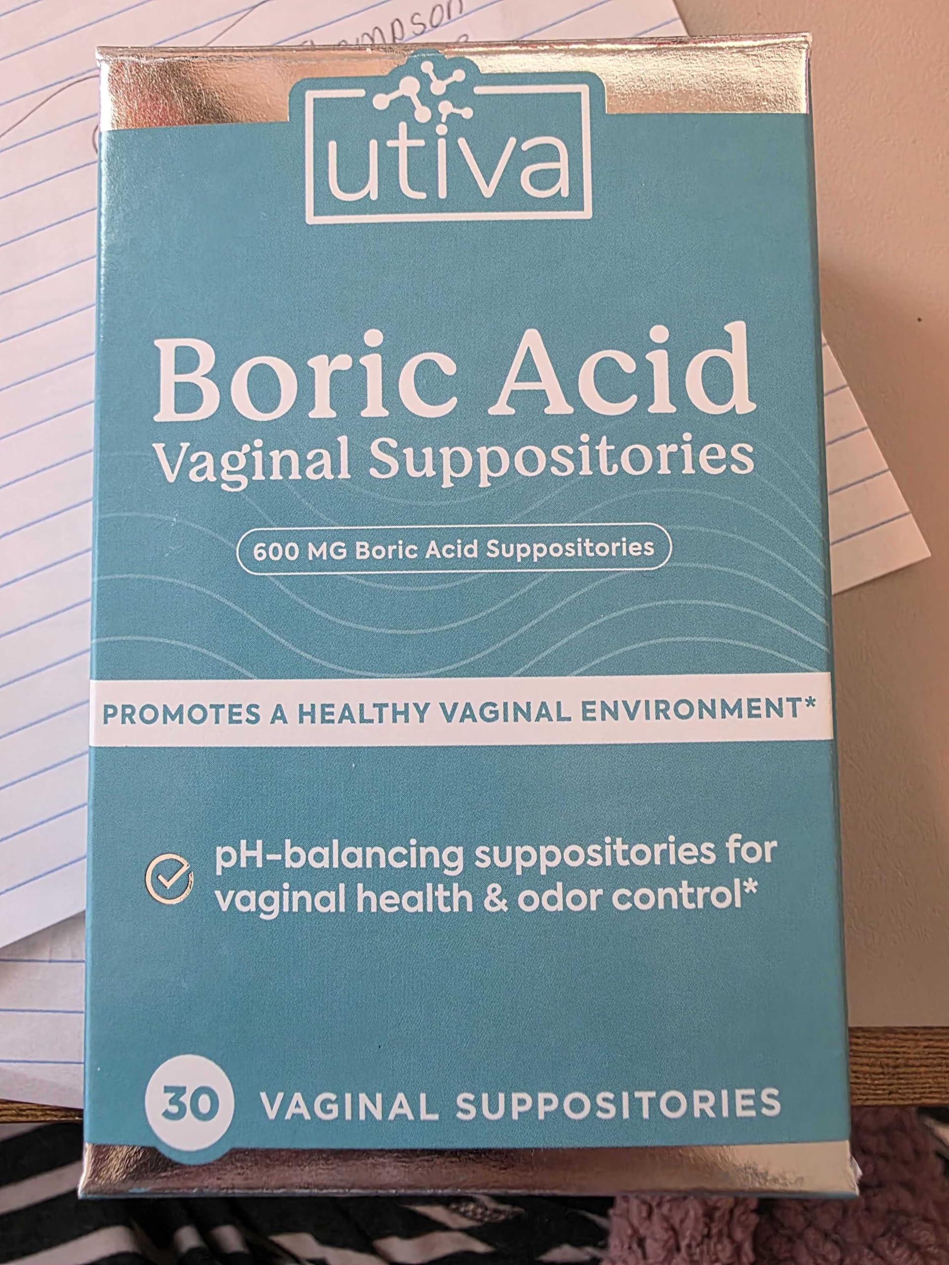 Szio+ Utiva Boric Acid Suppositories for Women - pH Balance - Feminine Care - 600mg Boric Acid to Lower pH and Support Vaginal Health, BV Treatment for Women, 30 Vaginal Suppositories Szio+ uk supplements