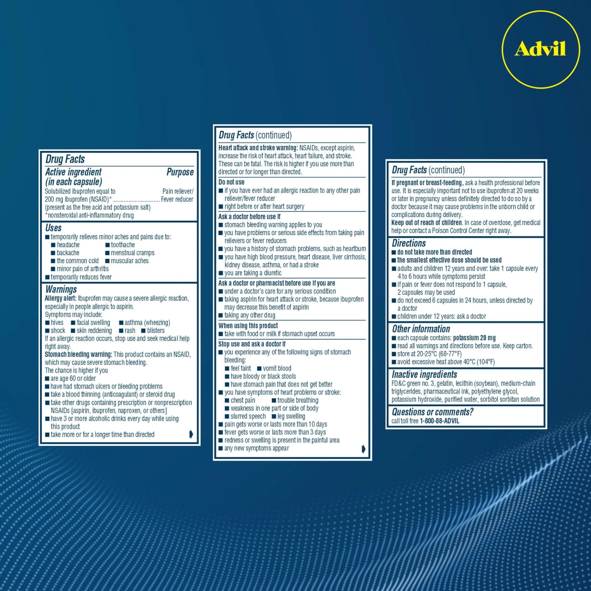 Advil Liqui-Gels Pain Reliever and Fever Reducer, Pain Medicine for Adults with Ibuprofen 200mg for Headache, Backache, Menstrual Pain and Joint Pain Relief - 160 Liquid Filled Capsules Advil uk supplements