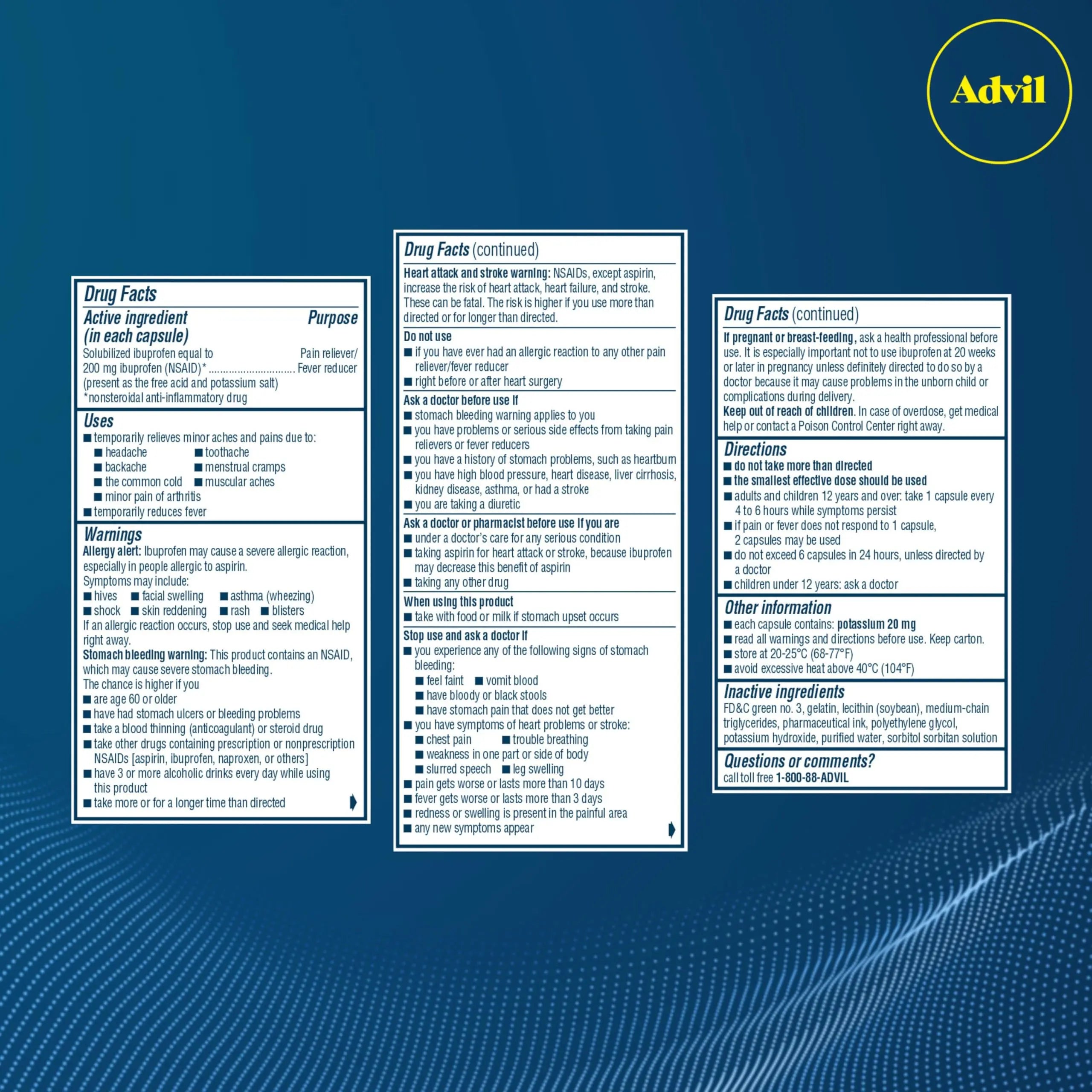 Advil Liqui-Gels Pain Reliever and Fever Reducer, Pain Medicine for Adults with Ibuprofen 200mg for Headache, Backache, Menstrual Pain and Joint Pain Relief - 160 Liquid Filled Capsules Advil uk supplements